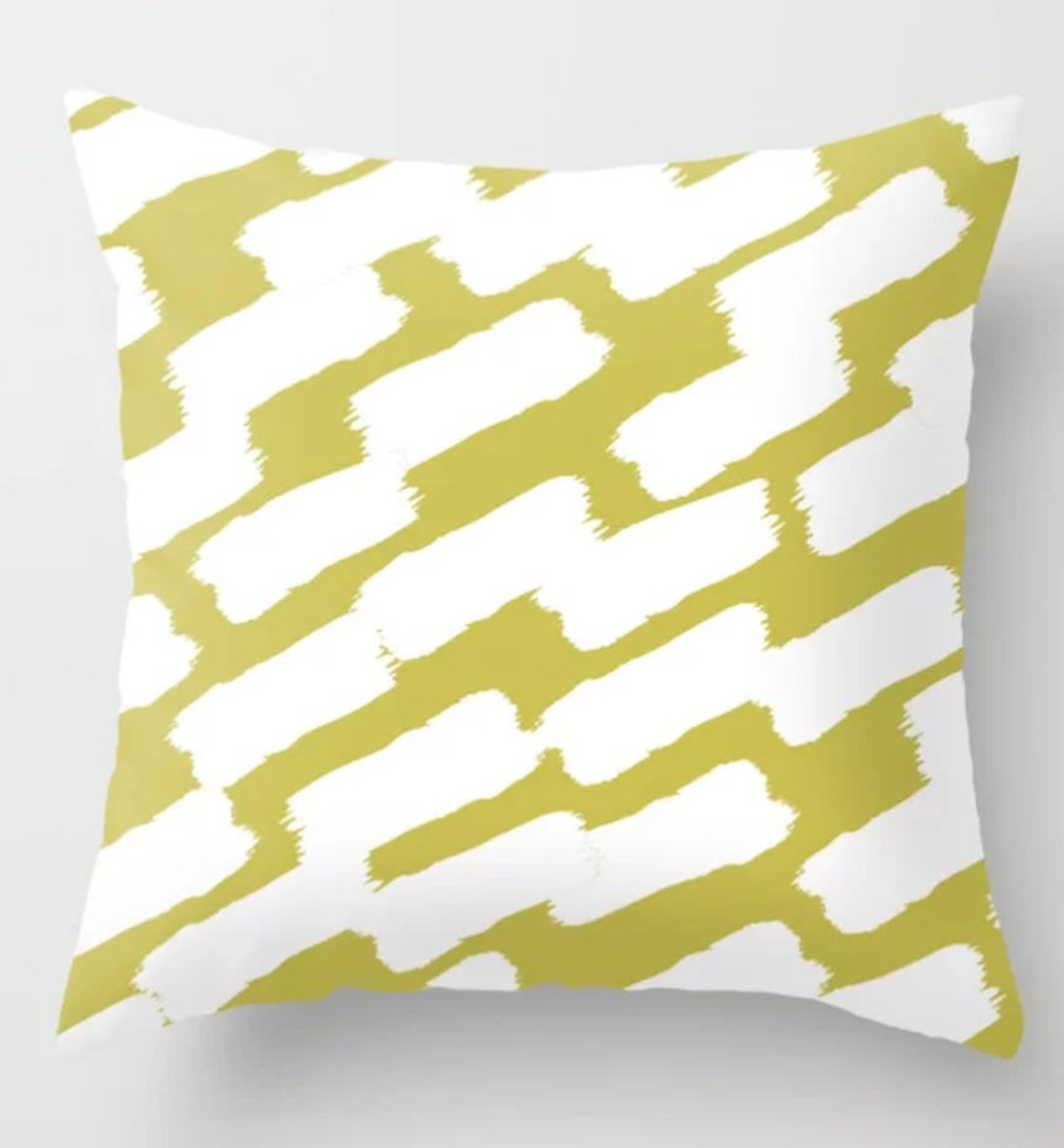 Brushstrokes - Green & White Throw Pillow - Society6