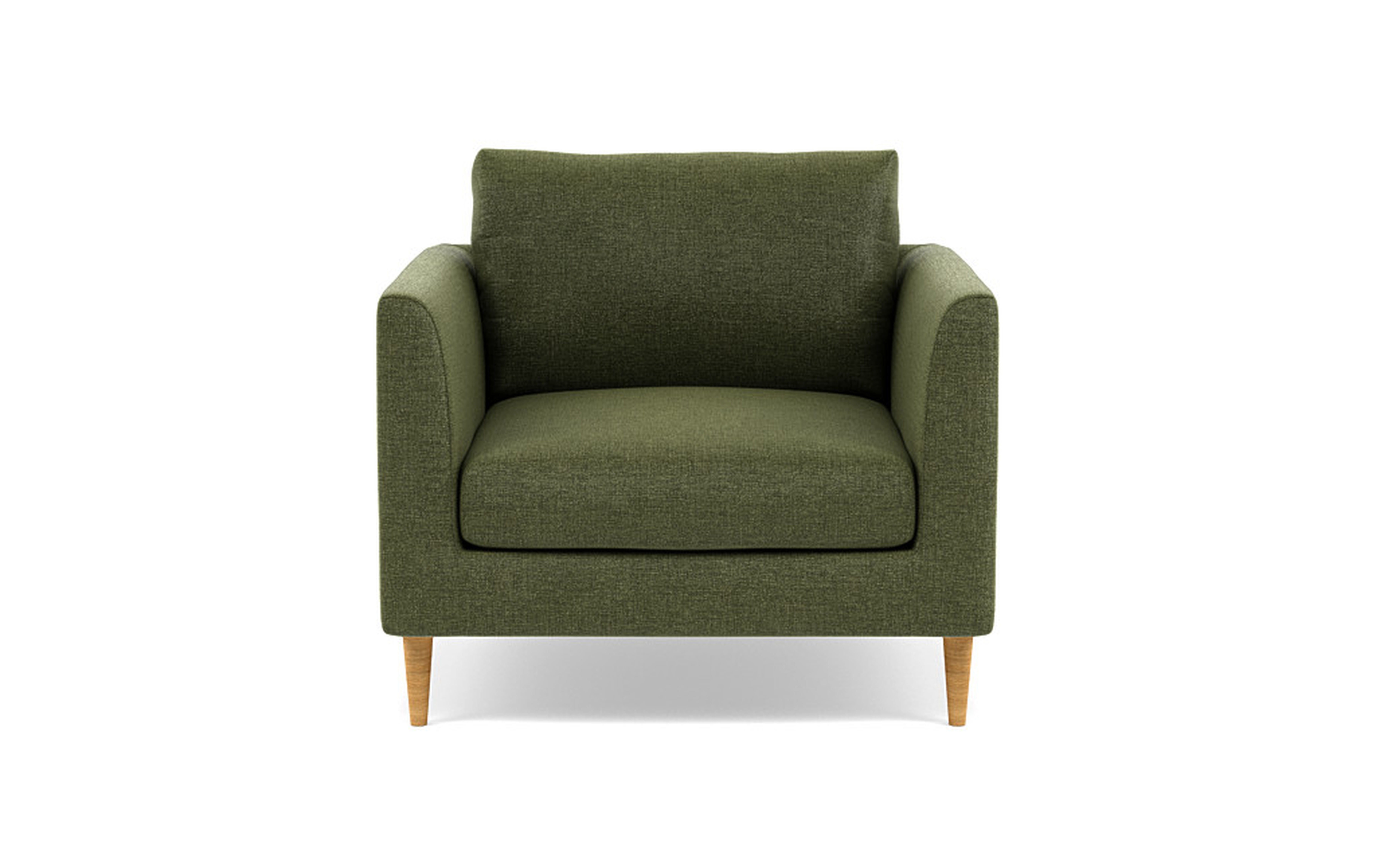 Owens Accent Chair with Olive Linen Performance Weave, Natural Oak Legs - Interior Define