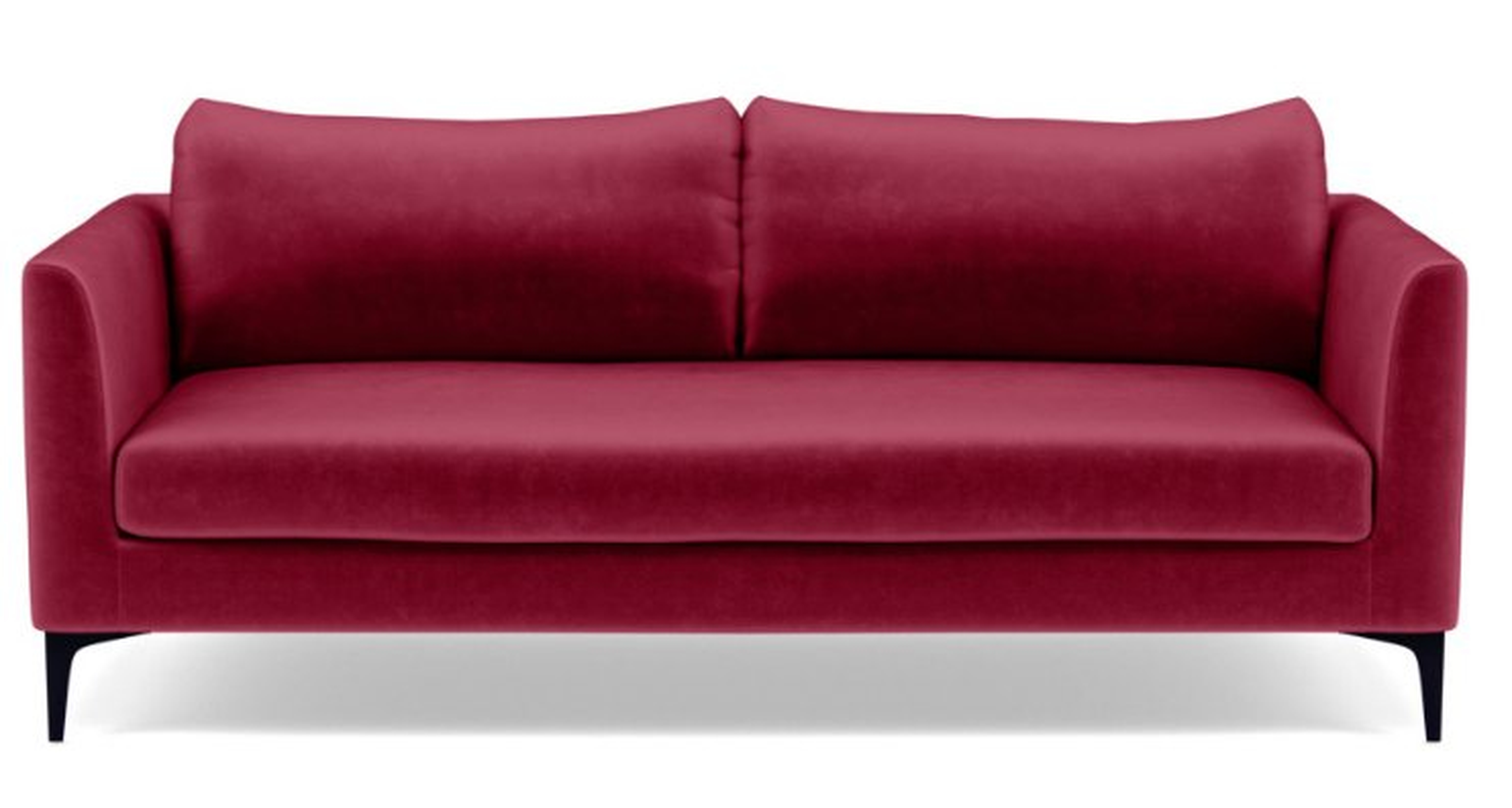 Owens Sofa with Bordeaux Mod Velvet Fabric and Matte Black Sloan L Leg - Interior Define