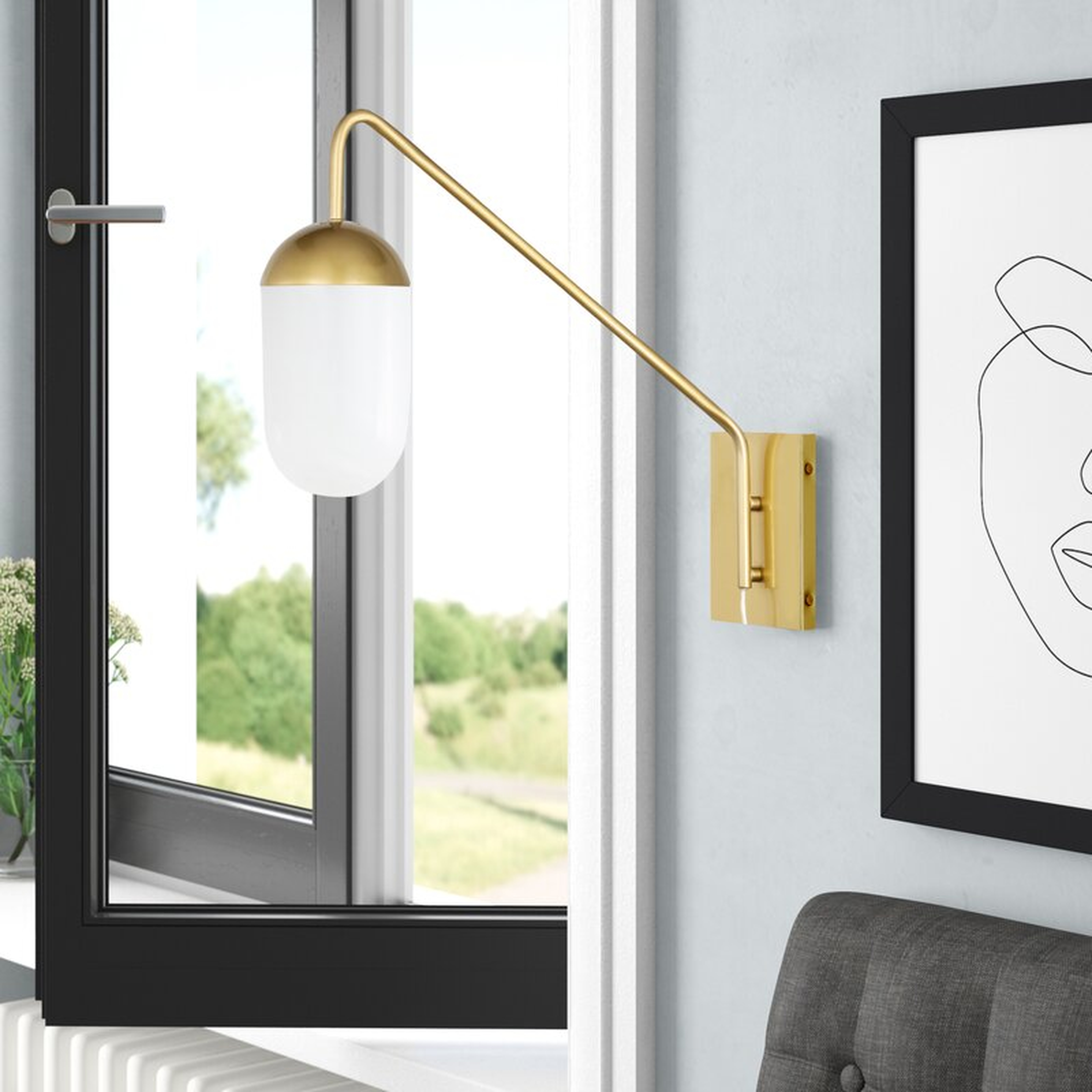 Burrus 1 - Light Dimmable Plug-In Armed Sconce, frosted glass - Wayfair
