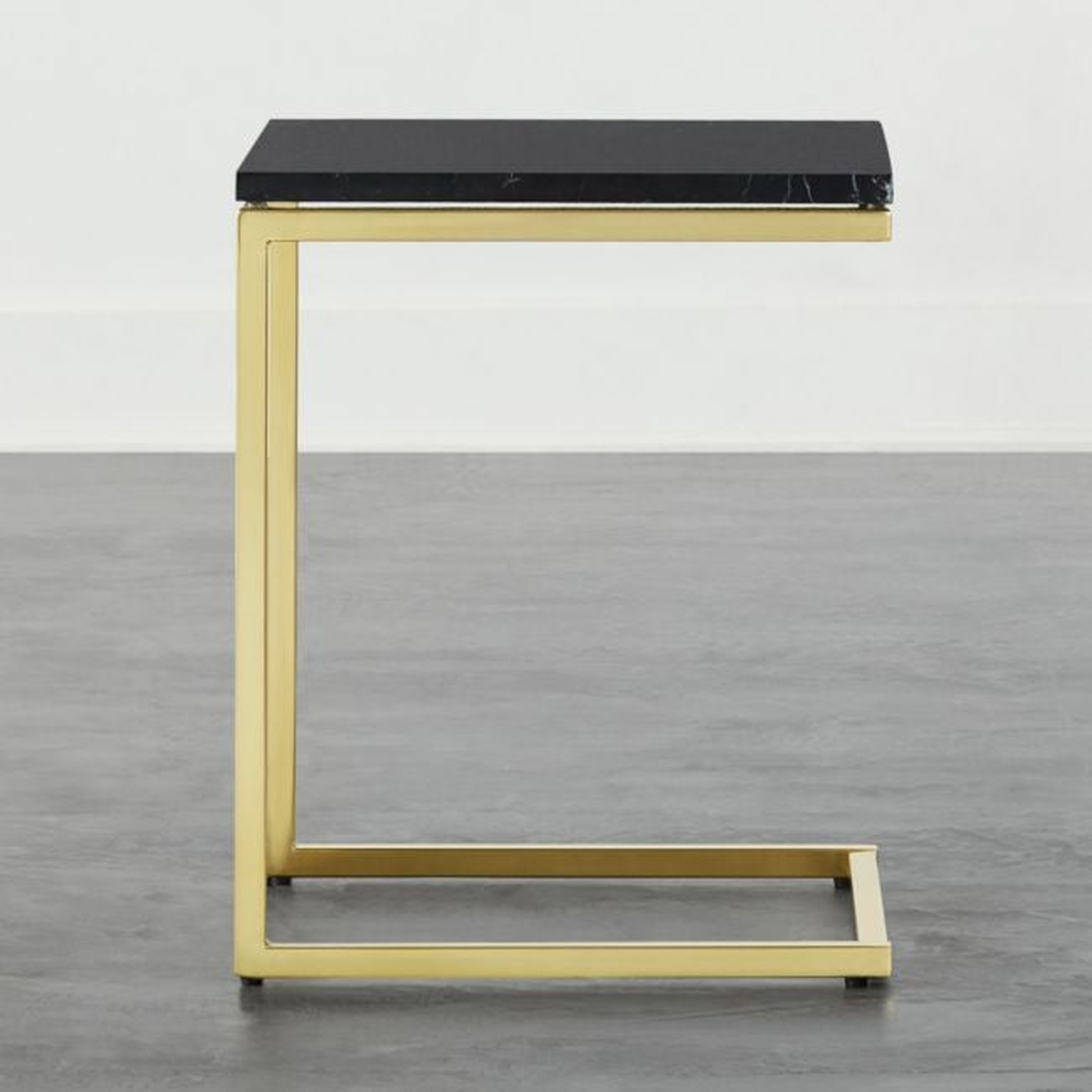 Smart Brass C Table with Black Marble Top - CB2