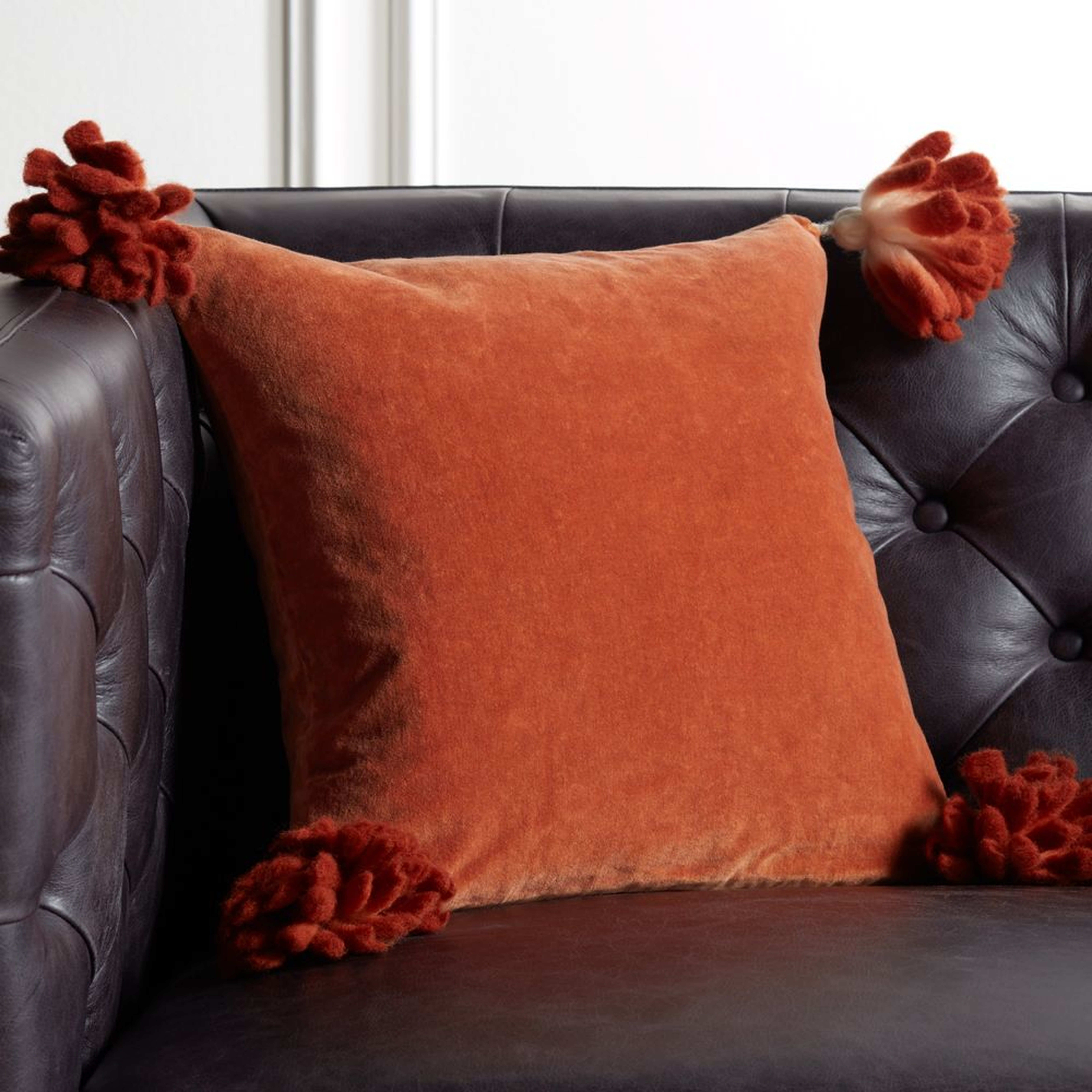 16" Bia Tassel Ginger Pillow with Down-Alternative Insert - CB2