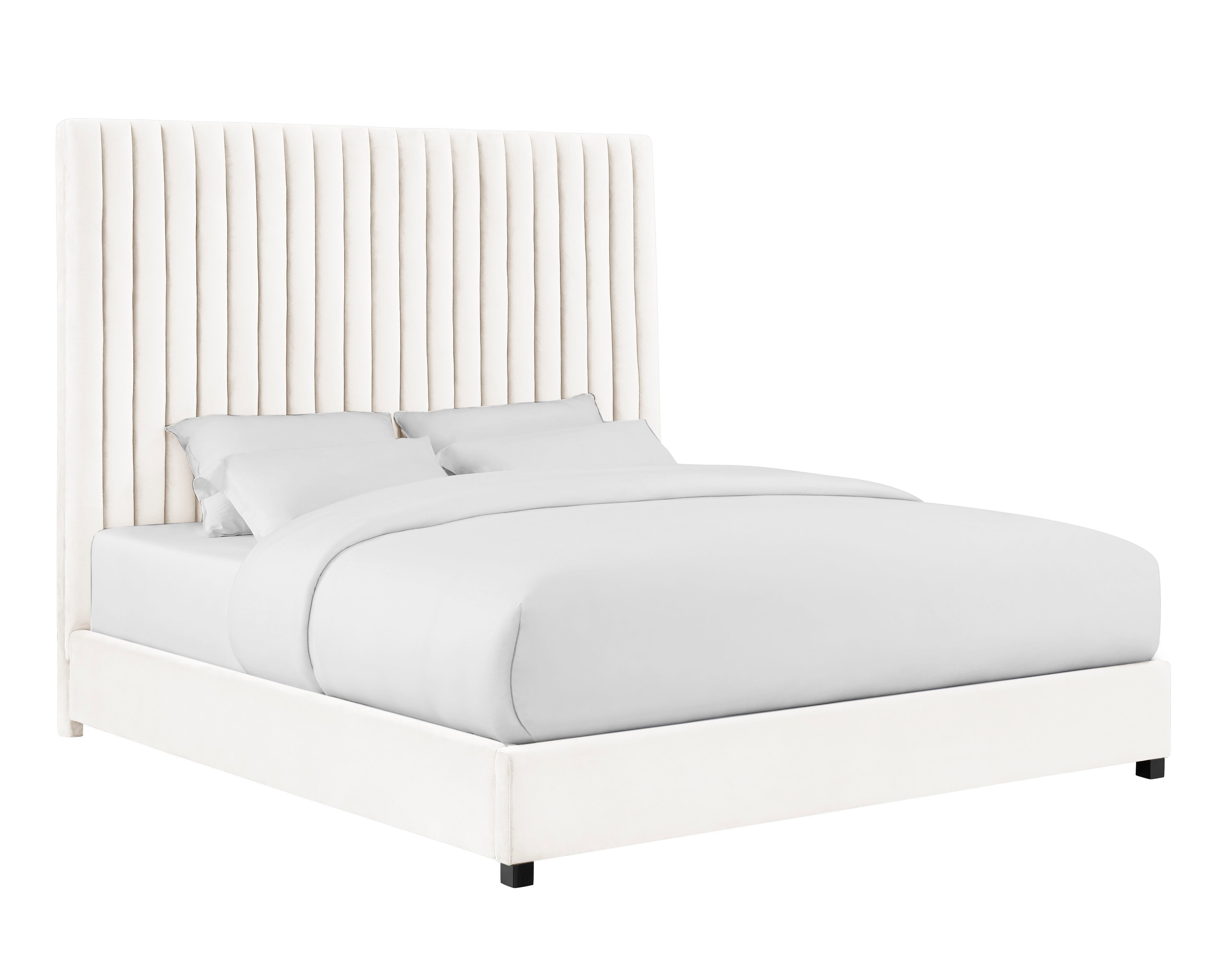 Brynn White Velvet Bed in King - TOV FURNITURE