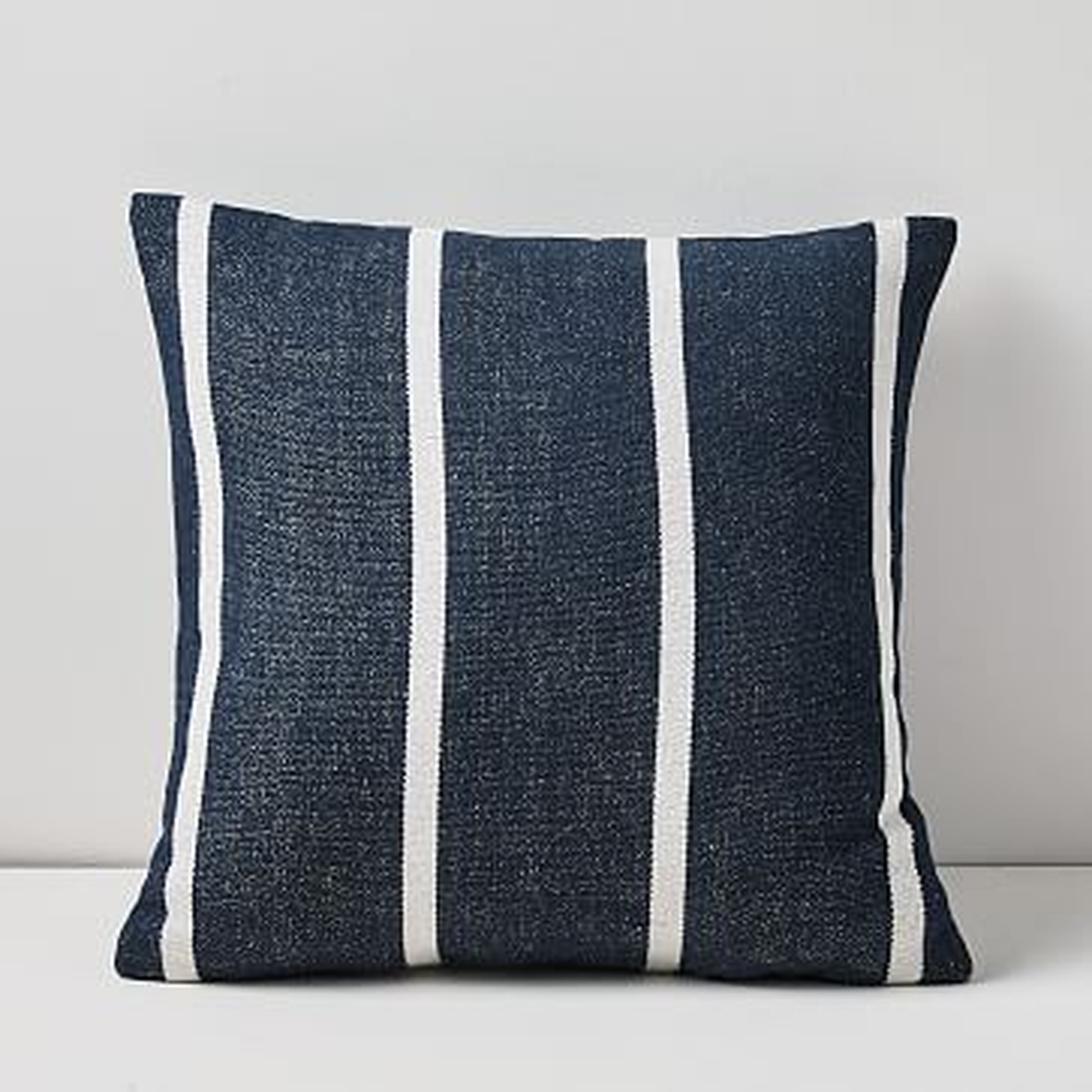 Outdoor Simple Stripe Pillow, 20"x20", Midnight - West Elm