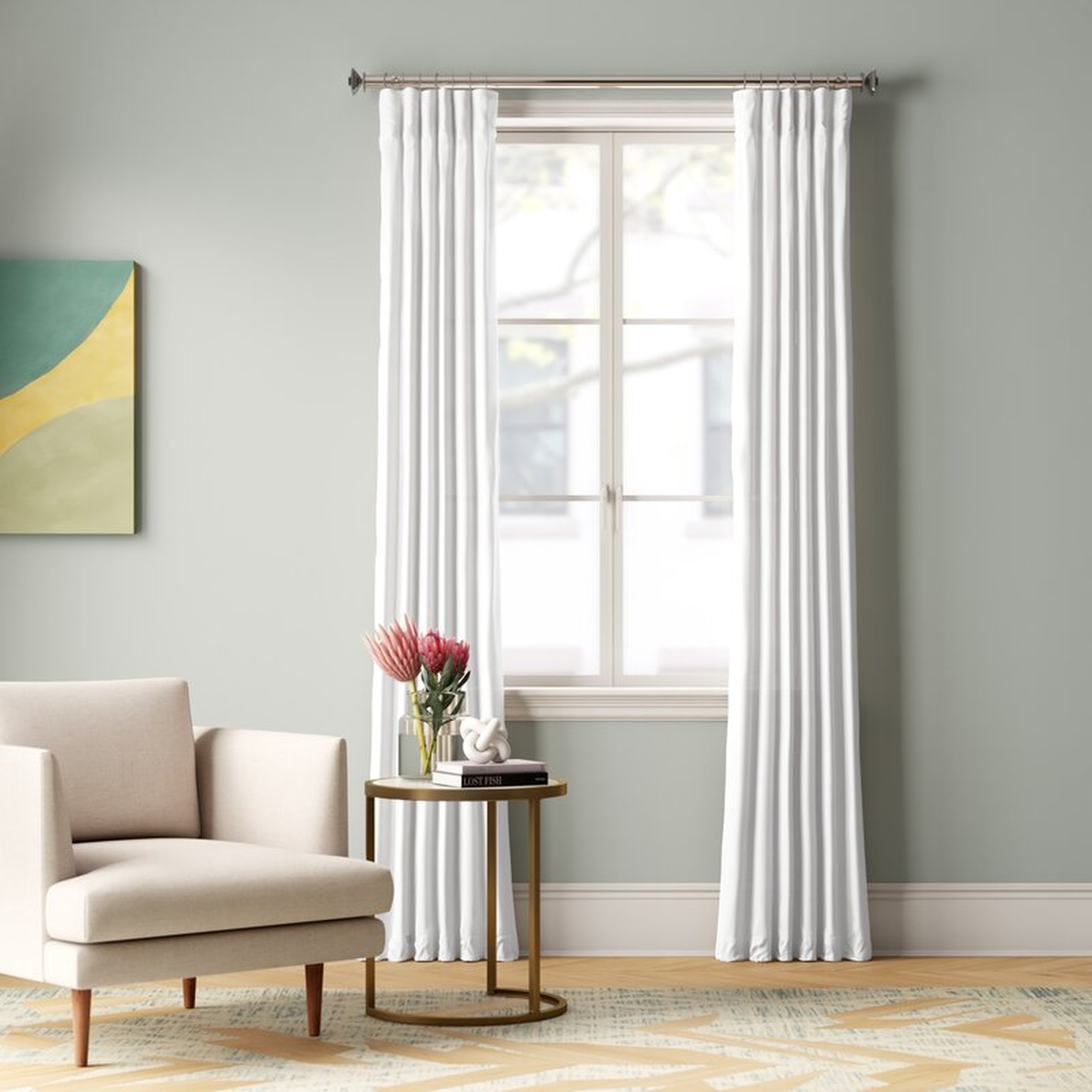 Creola Solid Color Room Darkening Thermal Rod Pocket Single Curtain Panel- Pillow White - AllModern