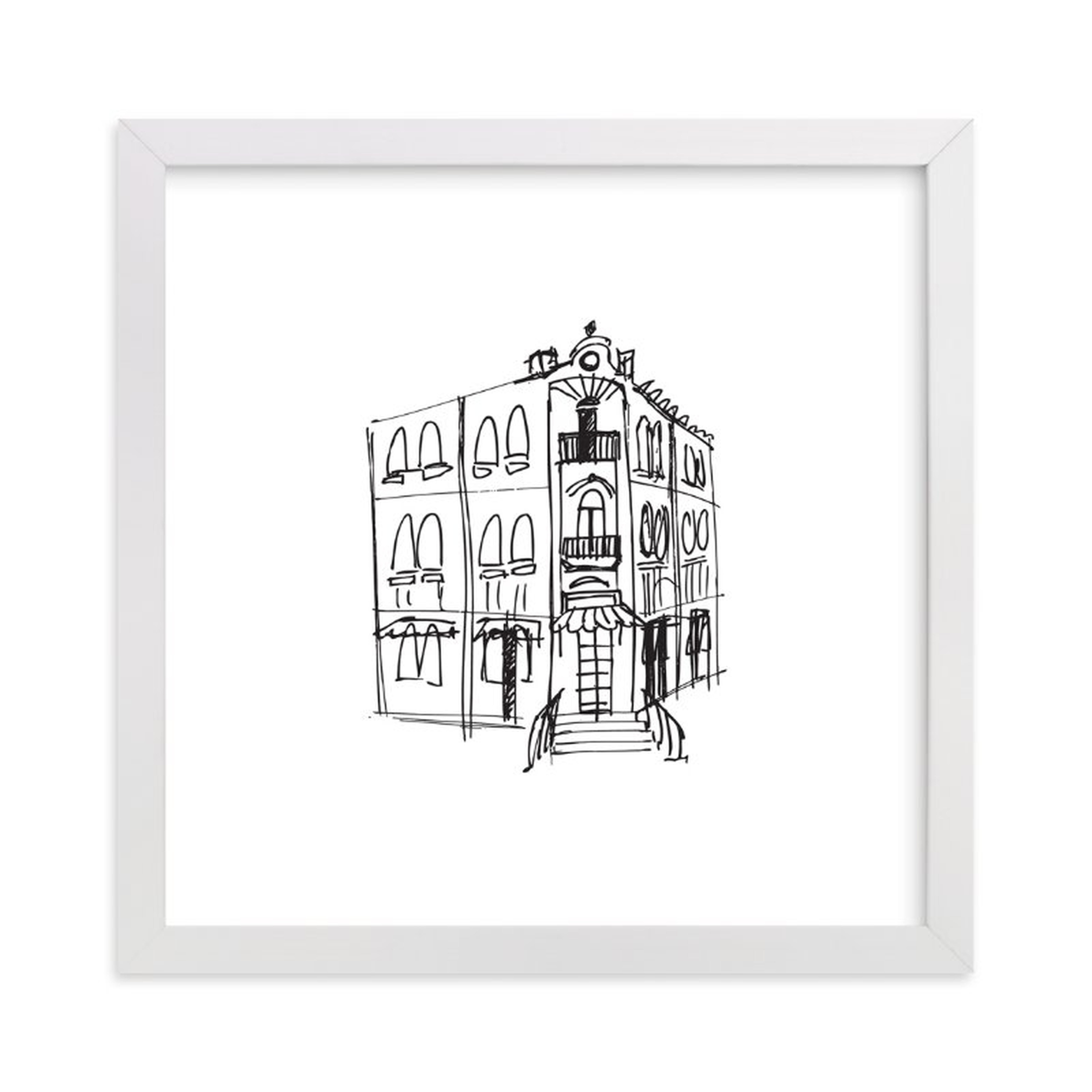 Paris Street Shop 3, 8x8, White wood frame - Minted