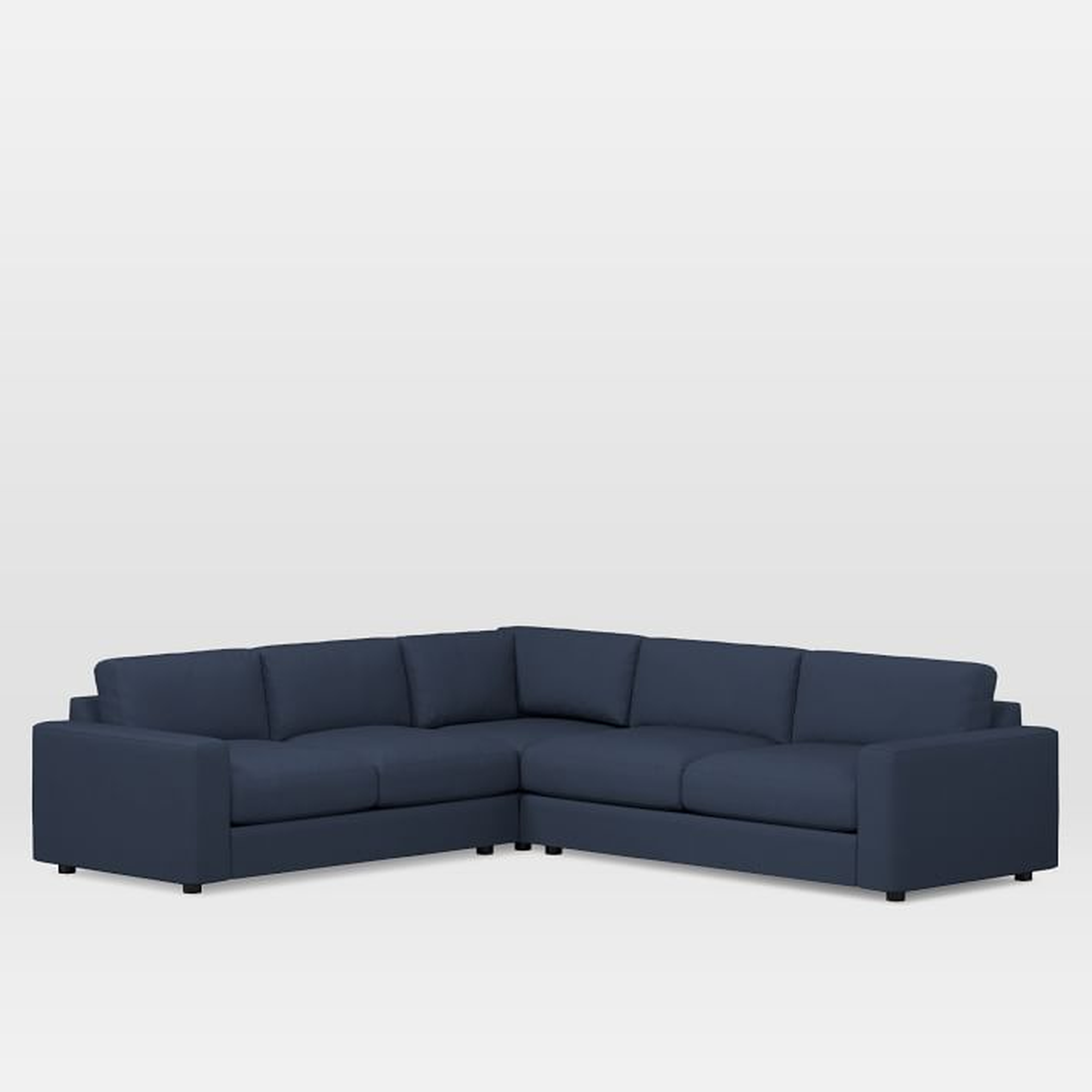 Urban 3-Piece L-Shaped Sectional, Large - Twill, Regal Blue - West Elm
