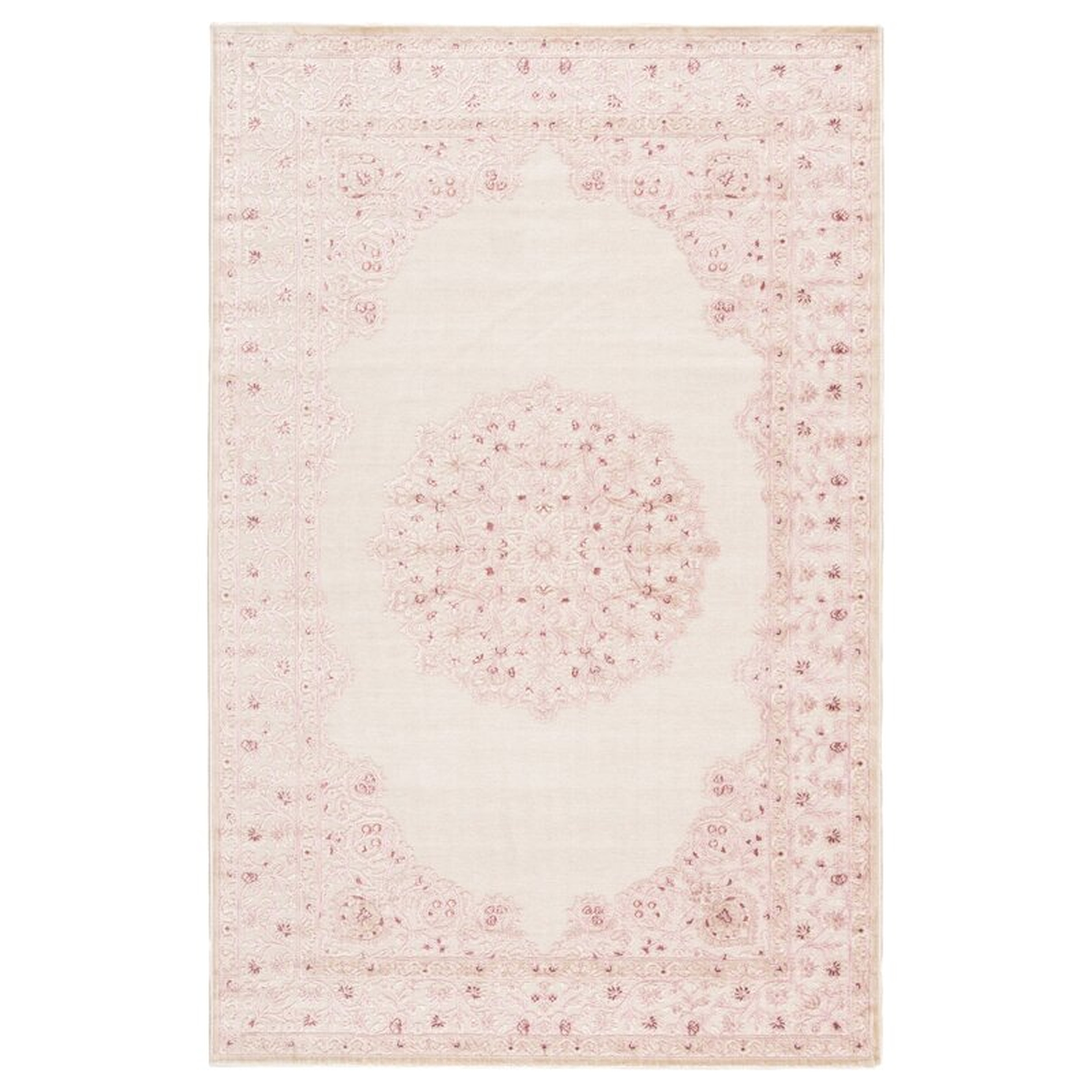 Fontanne Machine-Woven Chenille Ivory/Baby Pink Area Rug - Wayfair