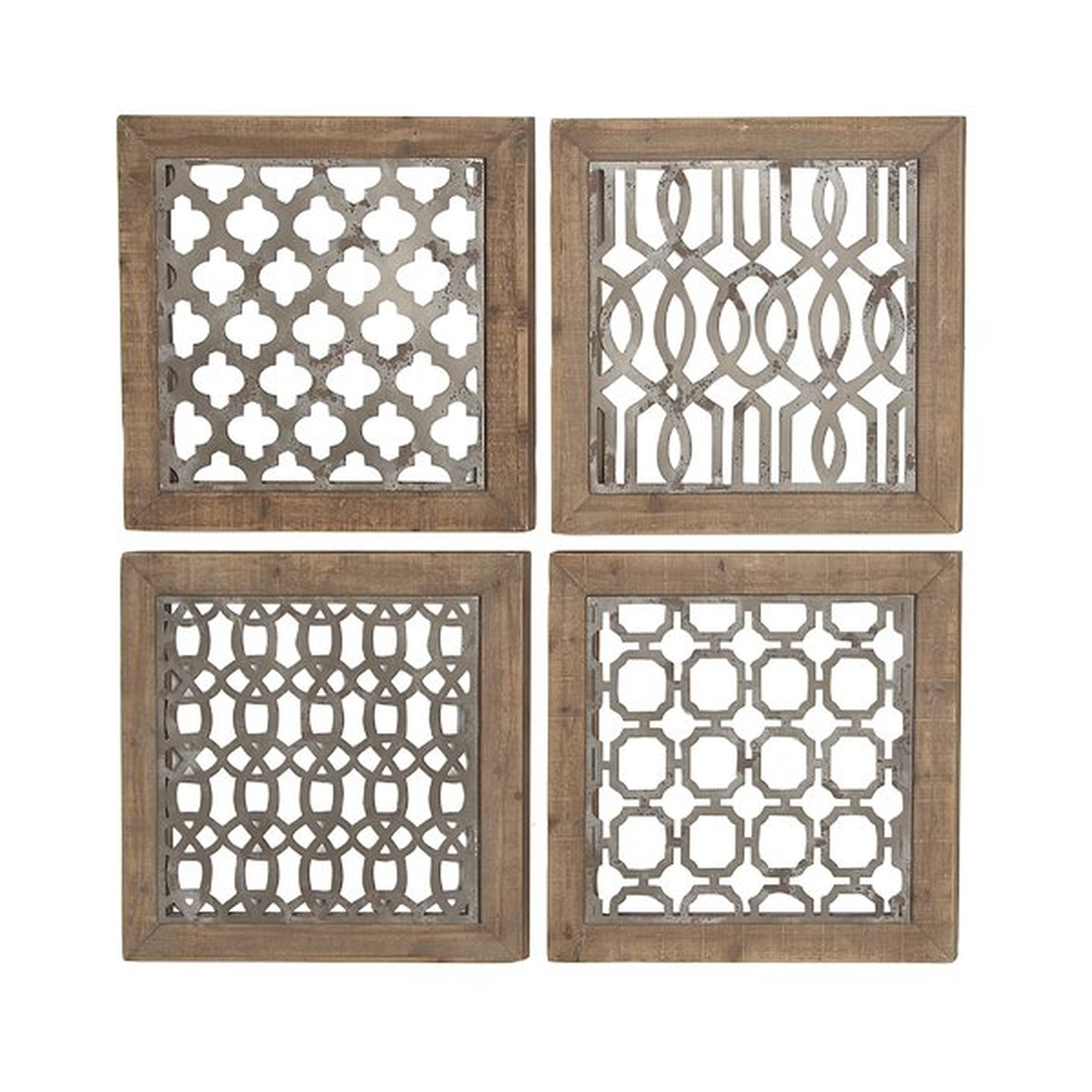4 Piece Traditional Wood Geometric Wall Decor Set - Wayfair