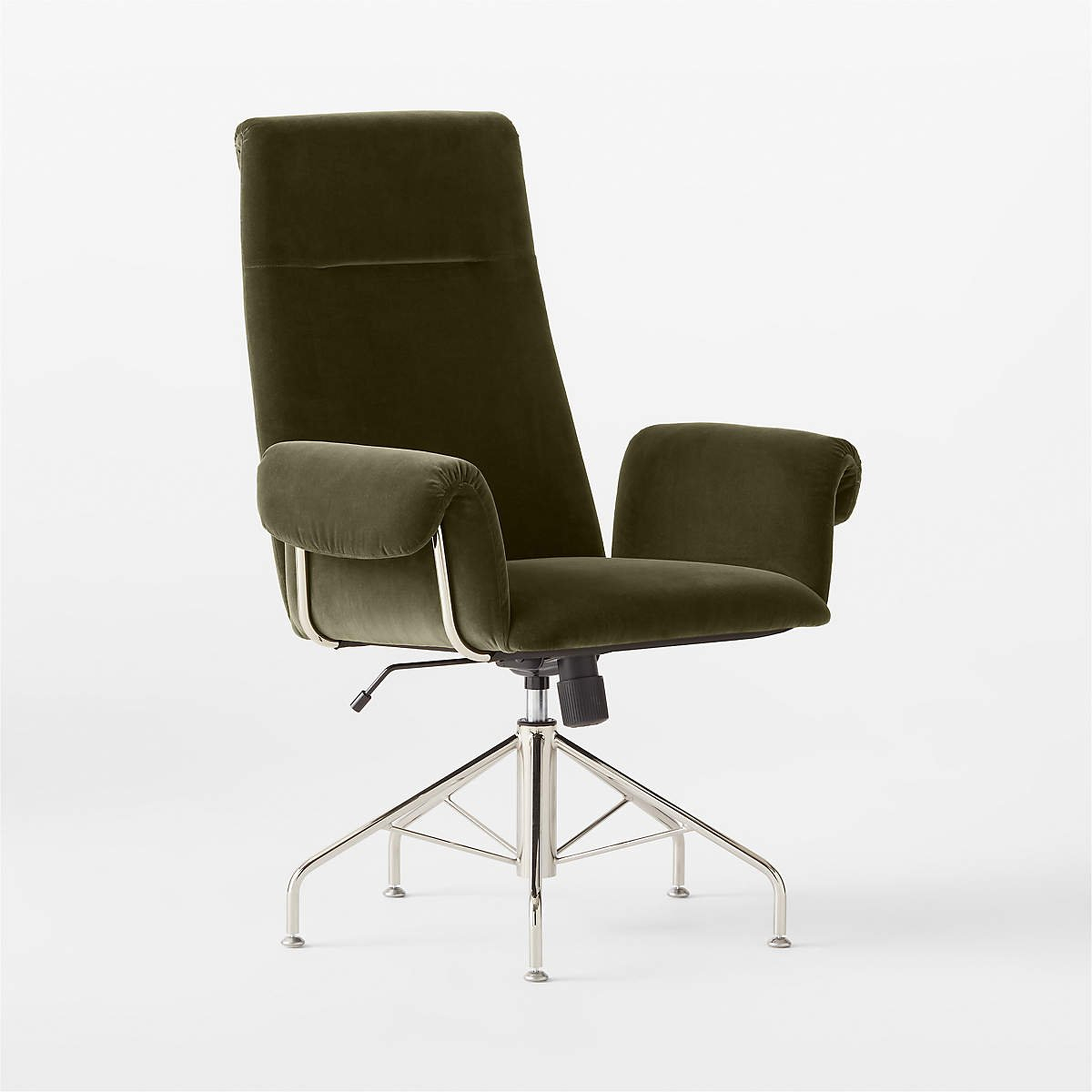 Saviti Olive Velvet Office Chair - CB2