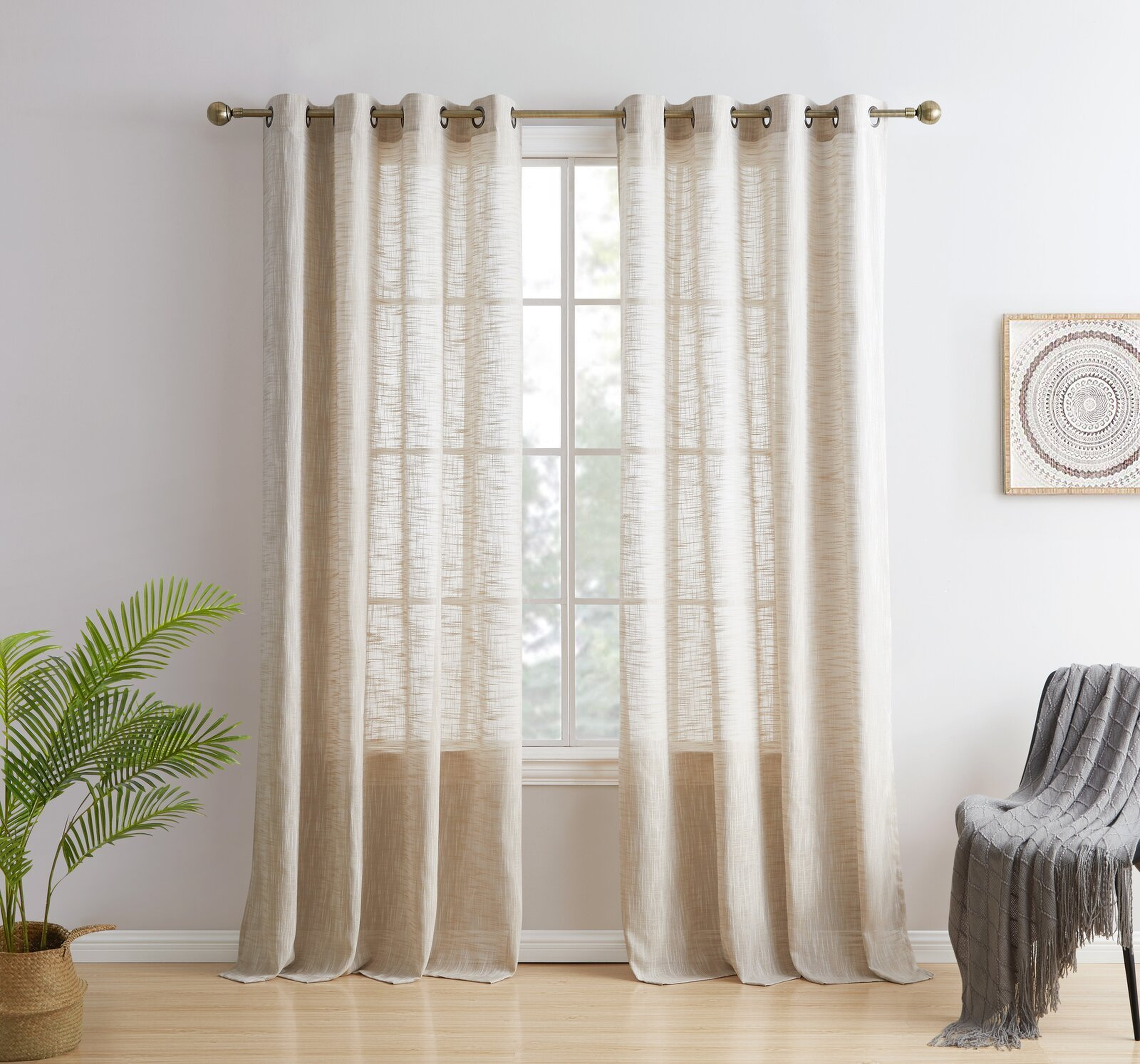 Hallmark Solid Semi-Sheer Grommet Curtain Panels (Set of 2) - Wayfair