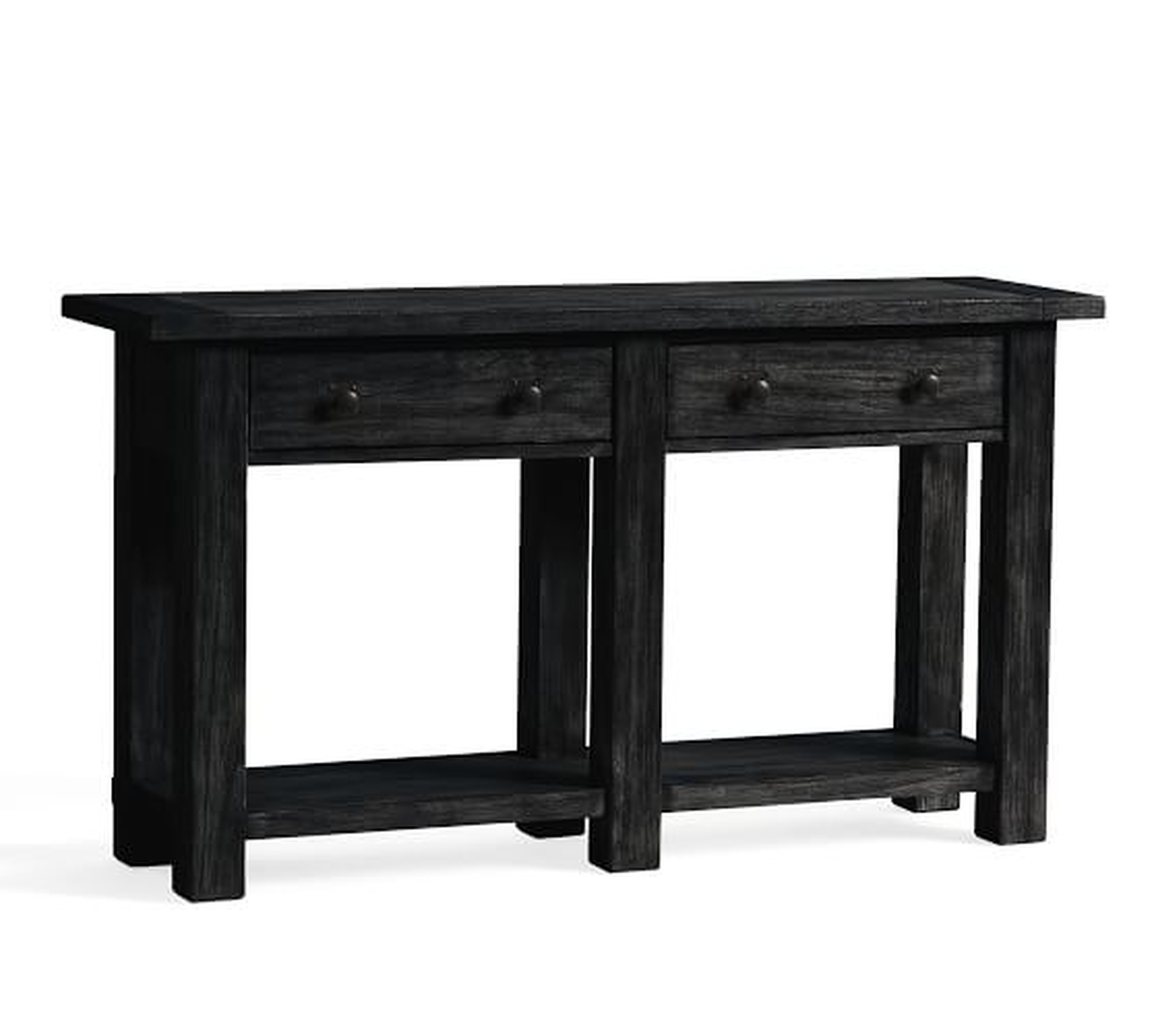 Benchwright 54" Wood Console Table with Drawers, Blackened Oak - Pottery Barn