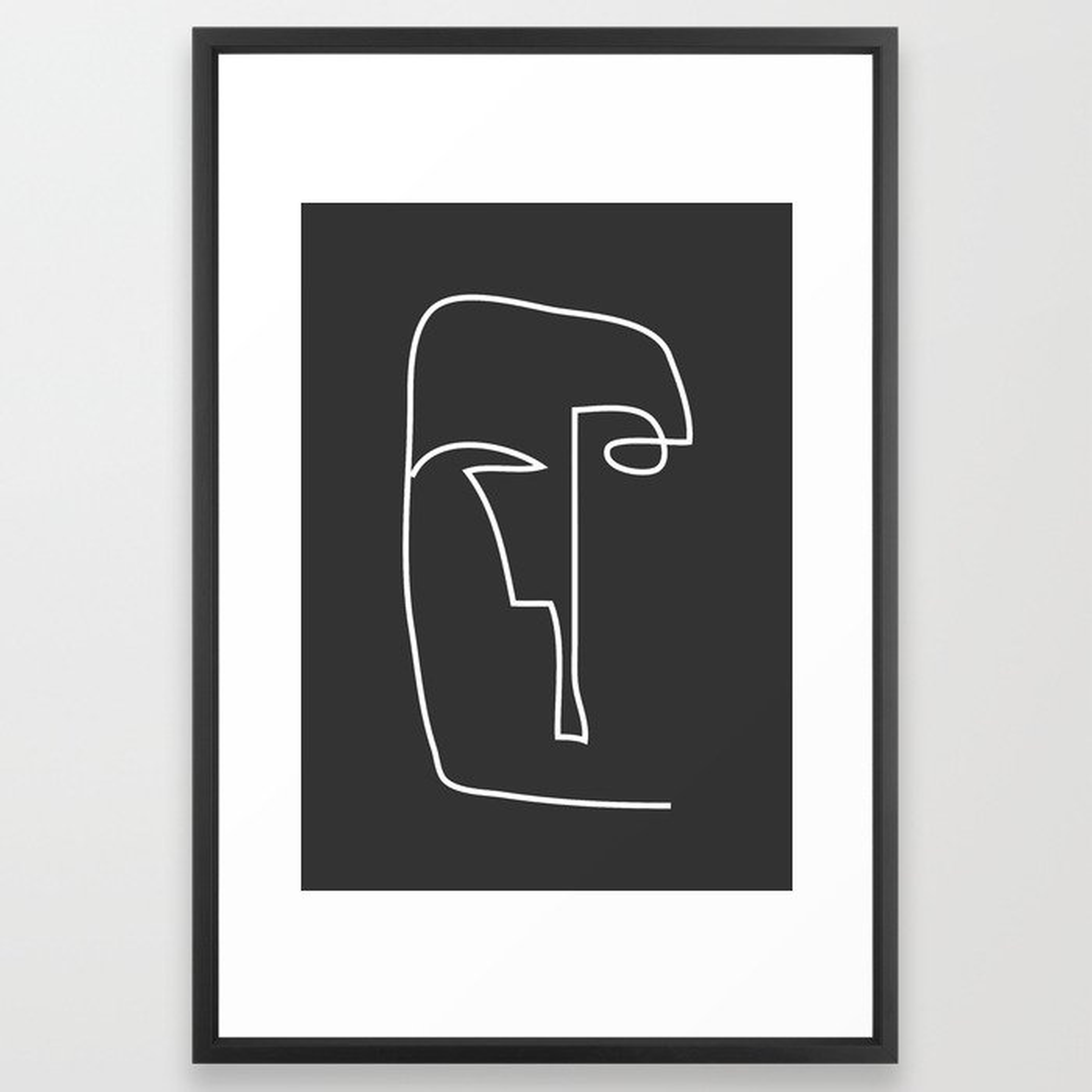 abstract line art face Framed Art Print by ThingDesign- vector black 24"x36" - Society6