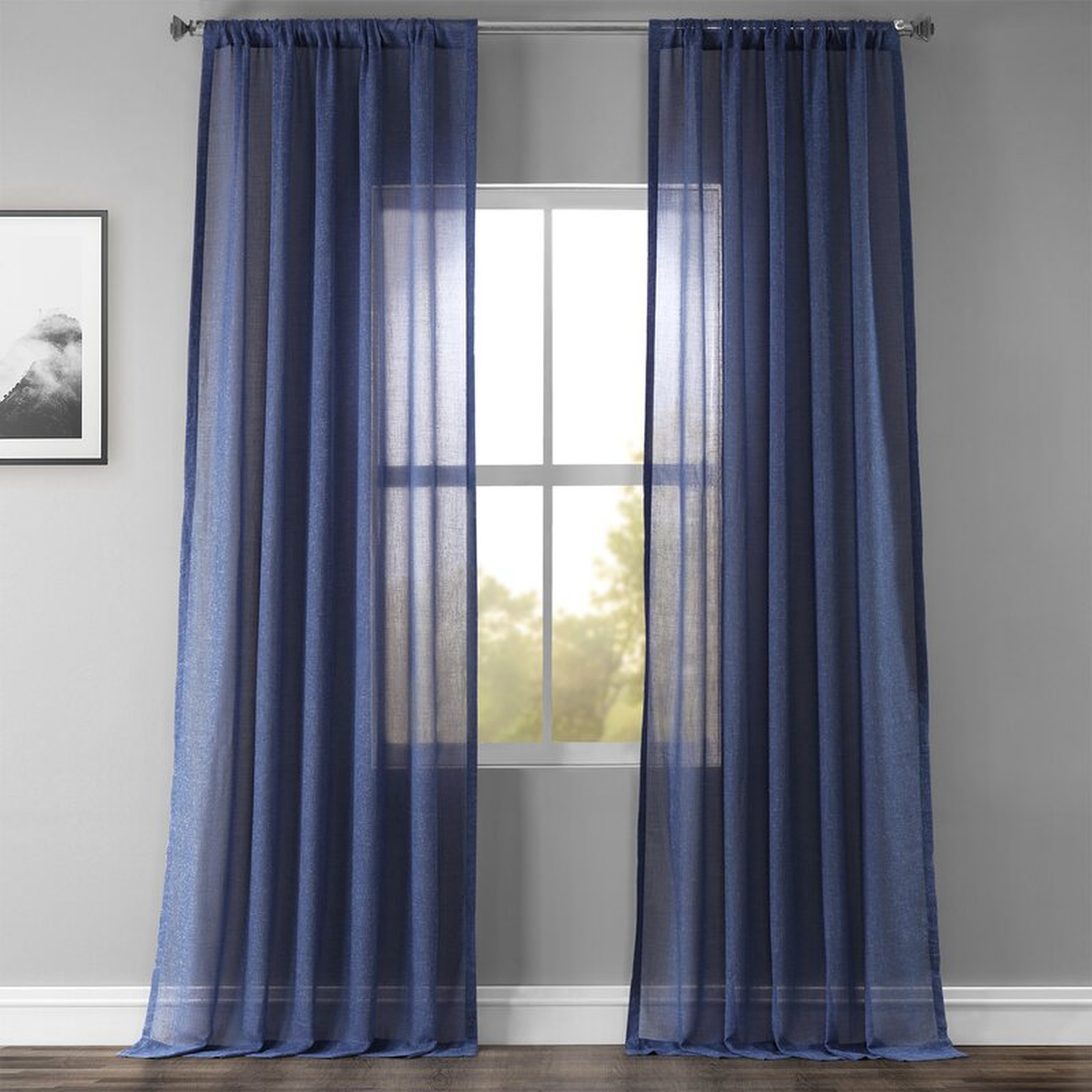 Cris Solid Sheer Rod Pocket Single Curtain Panel - Blue, 108" - Wayfair