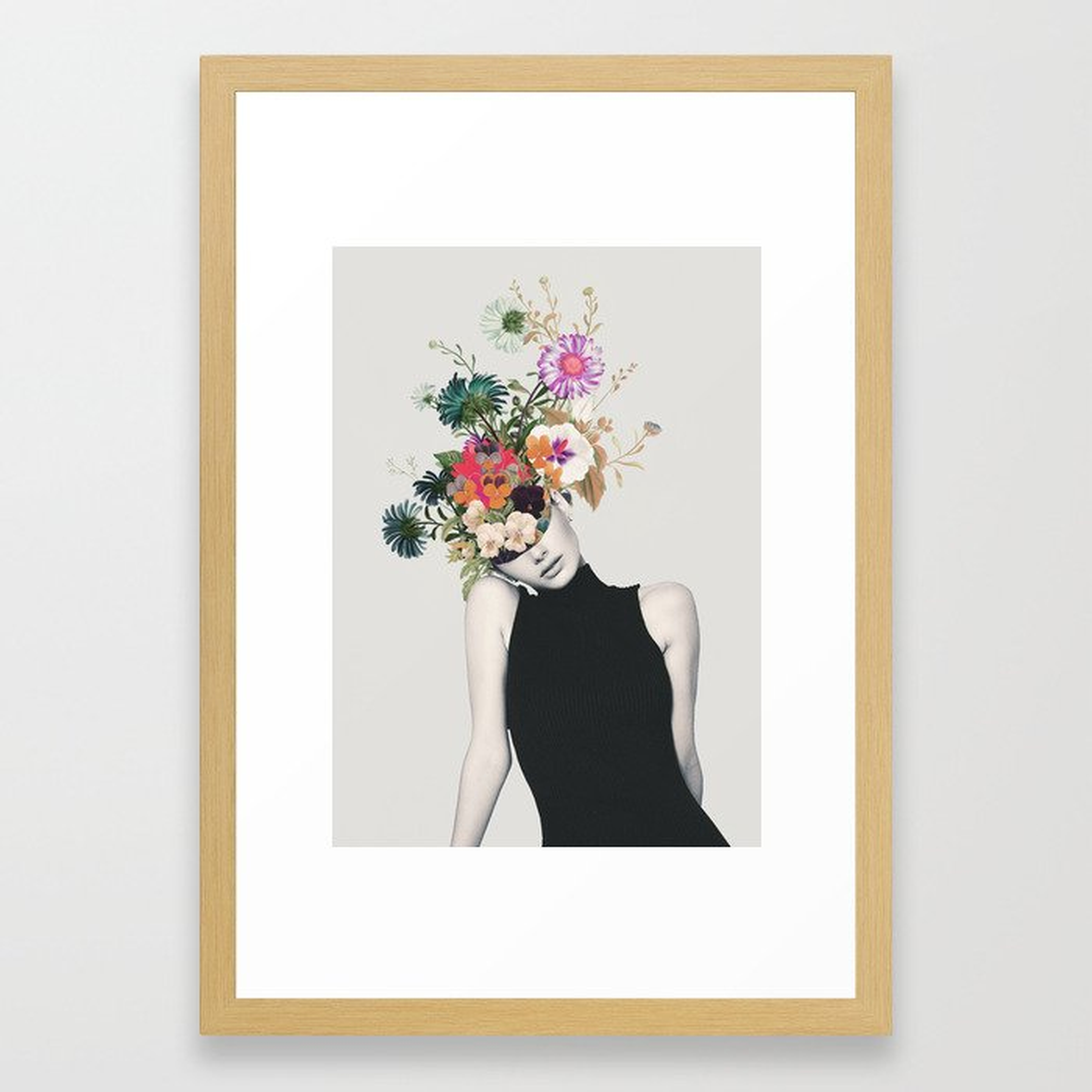 Floral beauty Framed Art Print - Small - 15" X 21" - Conservation Natural - Society6
