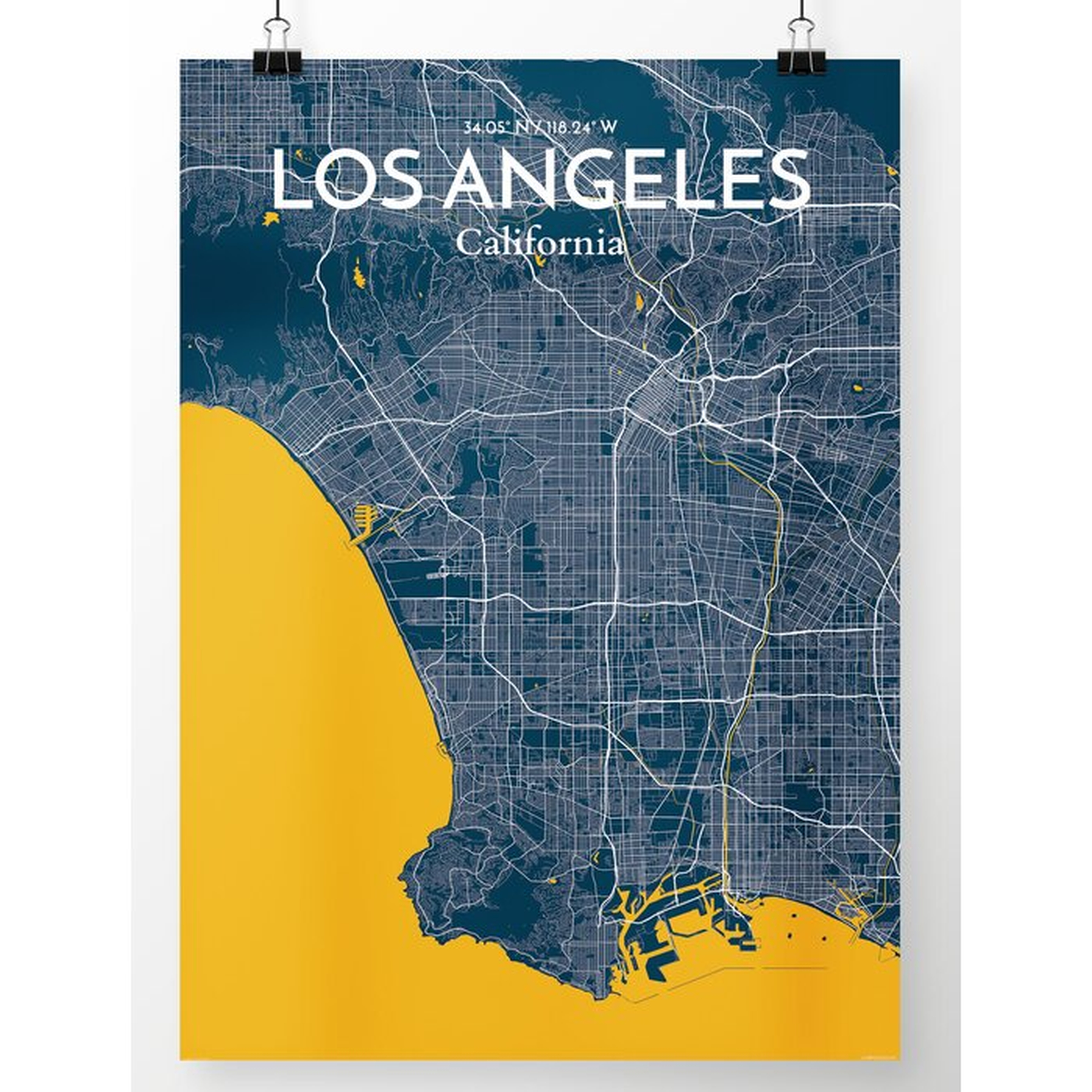 'Los Angeles City Map' Graphic Art Print Poster in Amuse_27.6" x 19.7" - Wayfair