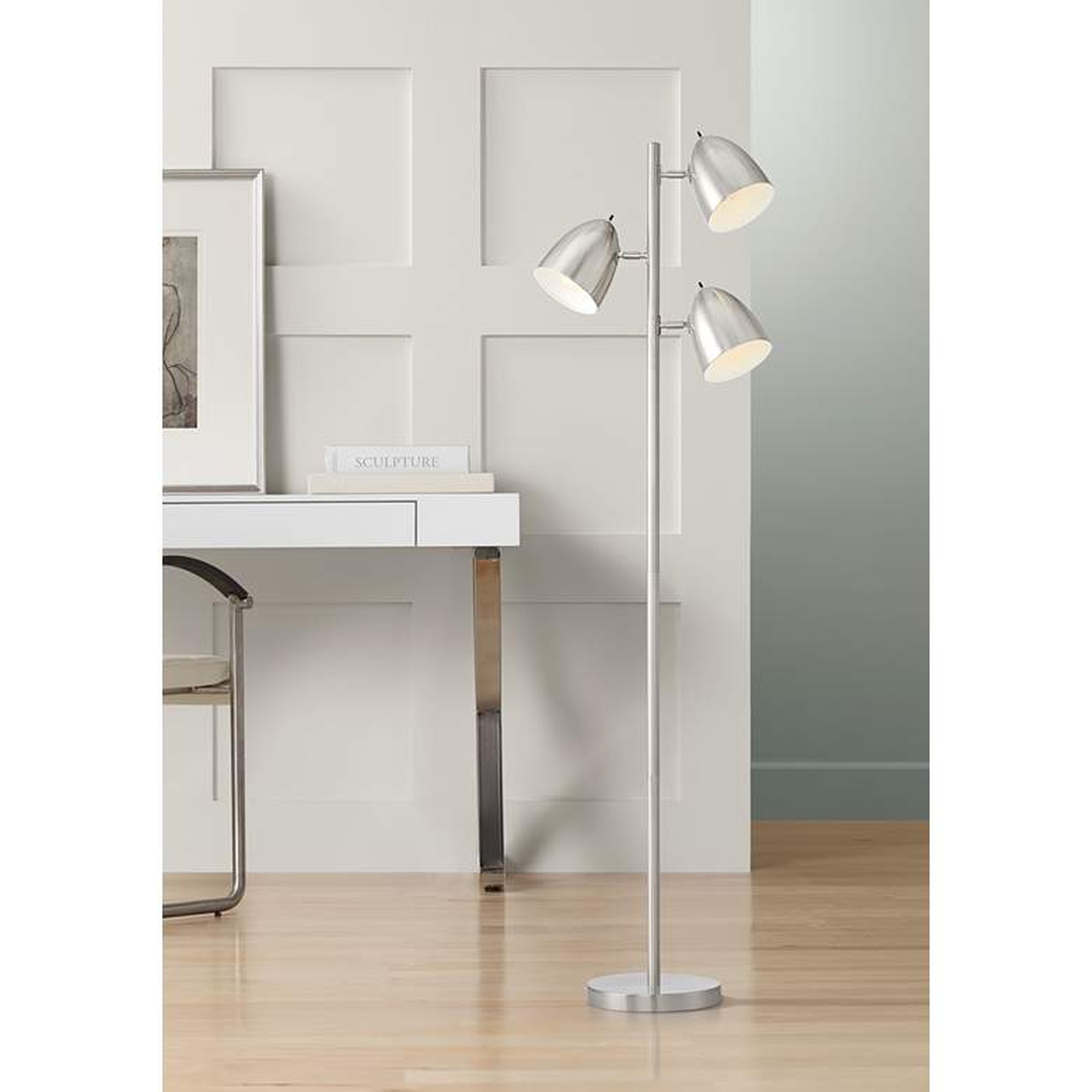 Aaron Aged Brass Finish Adjustable 3-Light Modern Floor Lamp - Lamps Plus