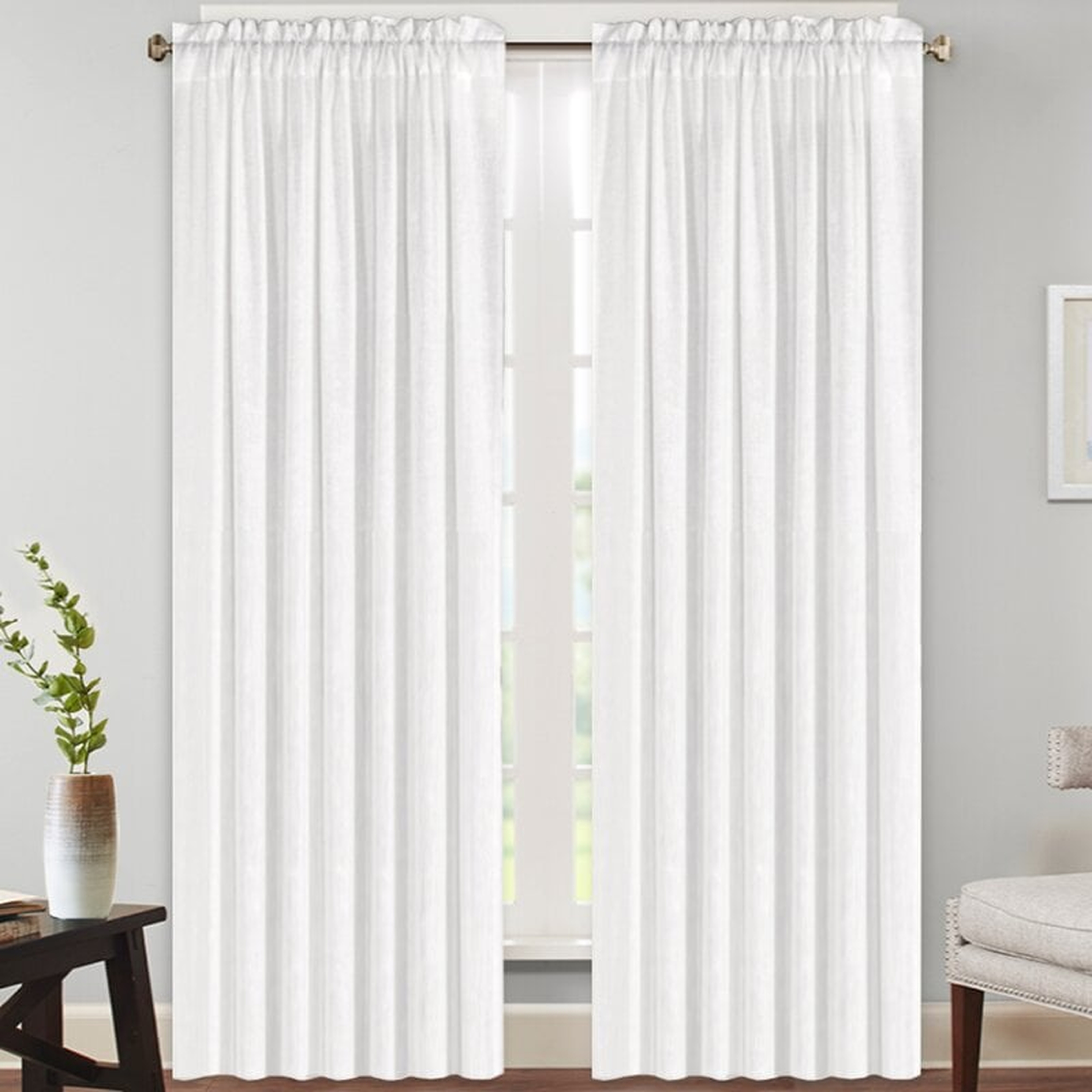 Joe Solid Semi-Sheer Rod Pocket Curtain Panels (Set of 2) - Wayfair