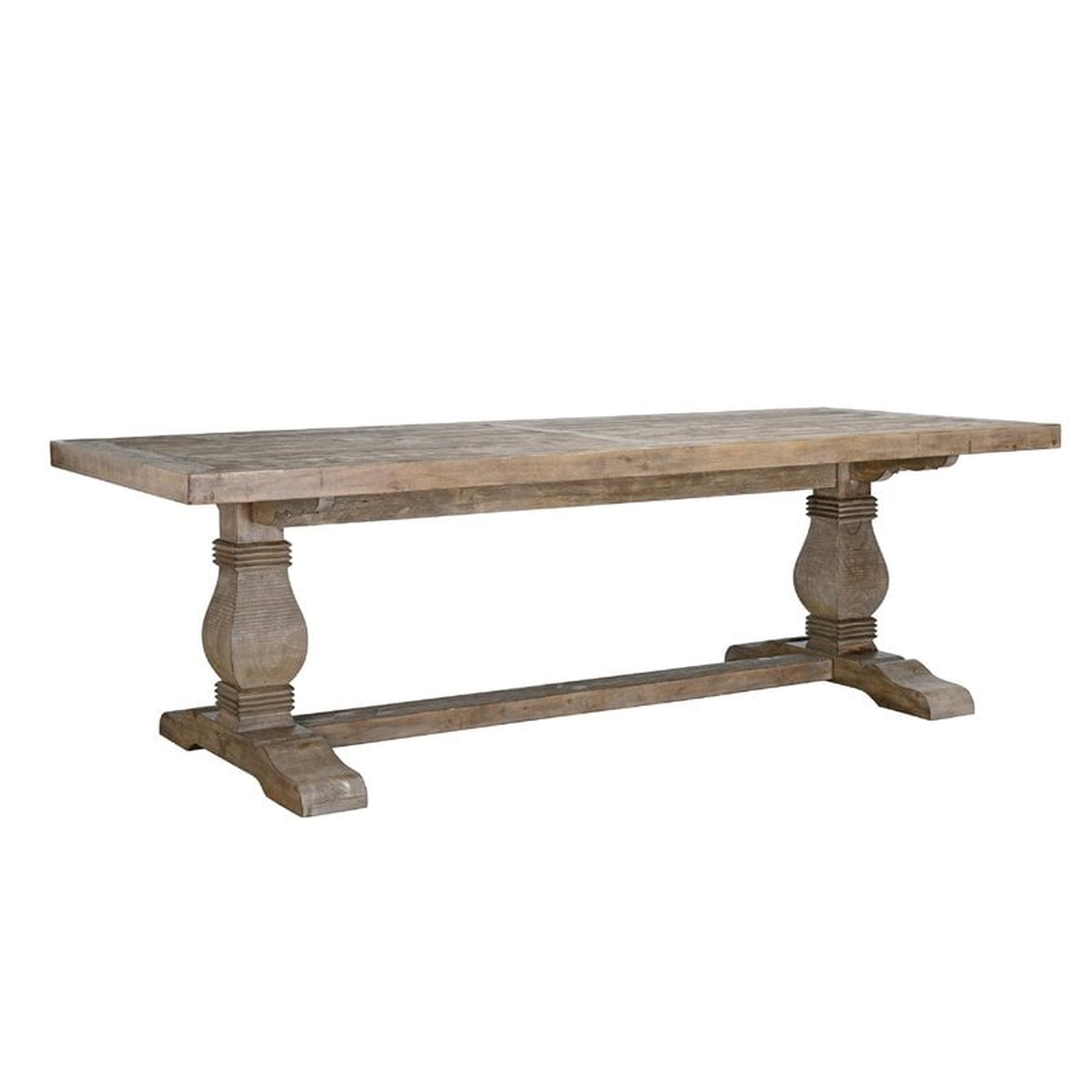 Kinston 94'' Pine Solid Wood Trestle Dining Table, Distressed Brown - Wayfair
