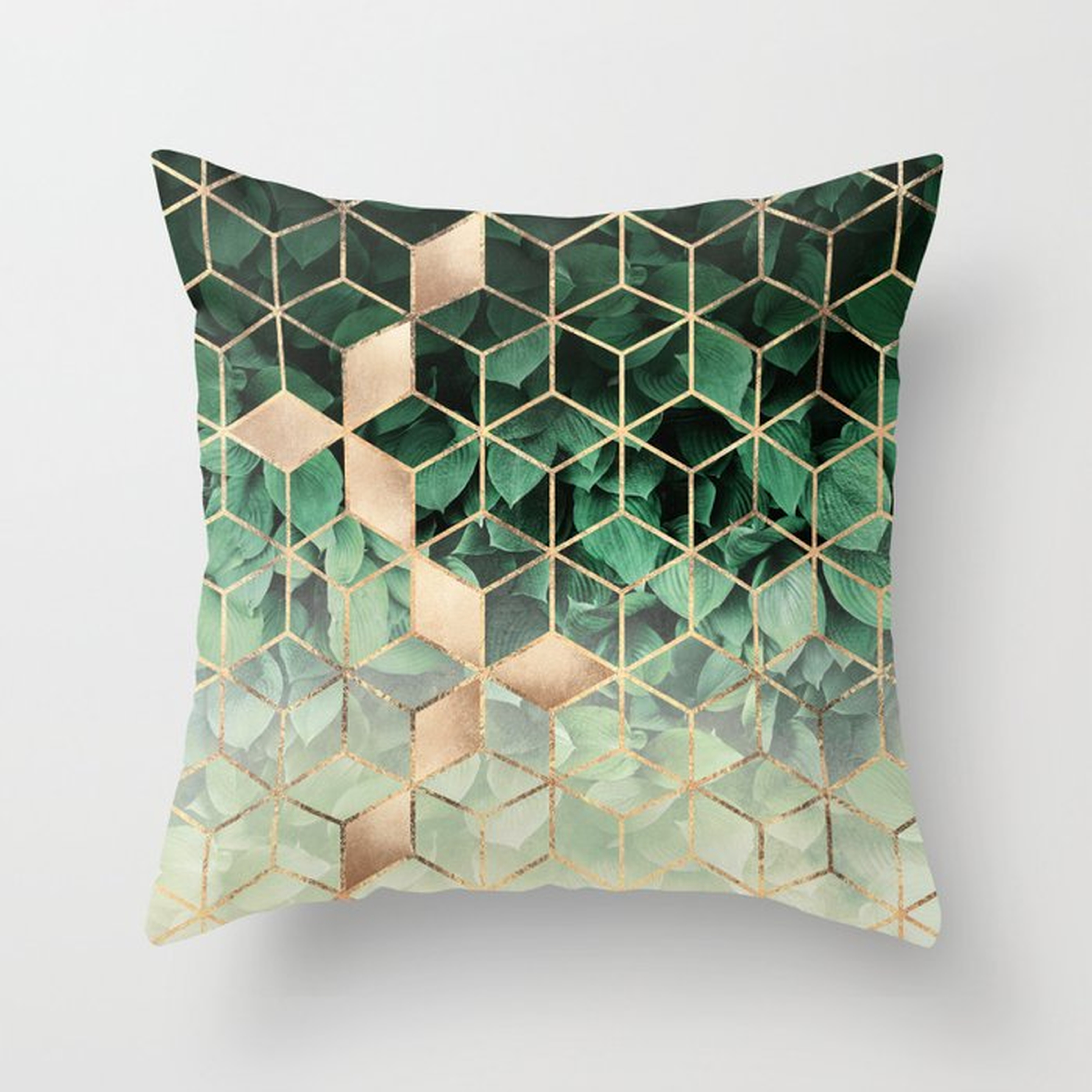 Leaves And Cubes Throw Pillow - Society6