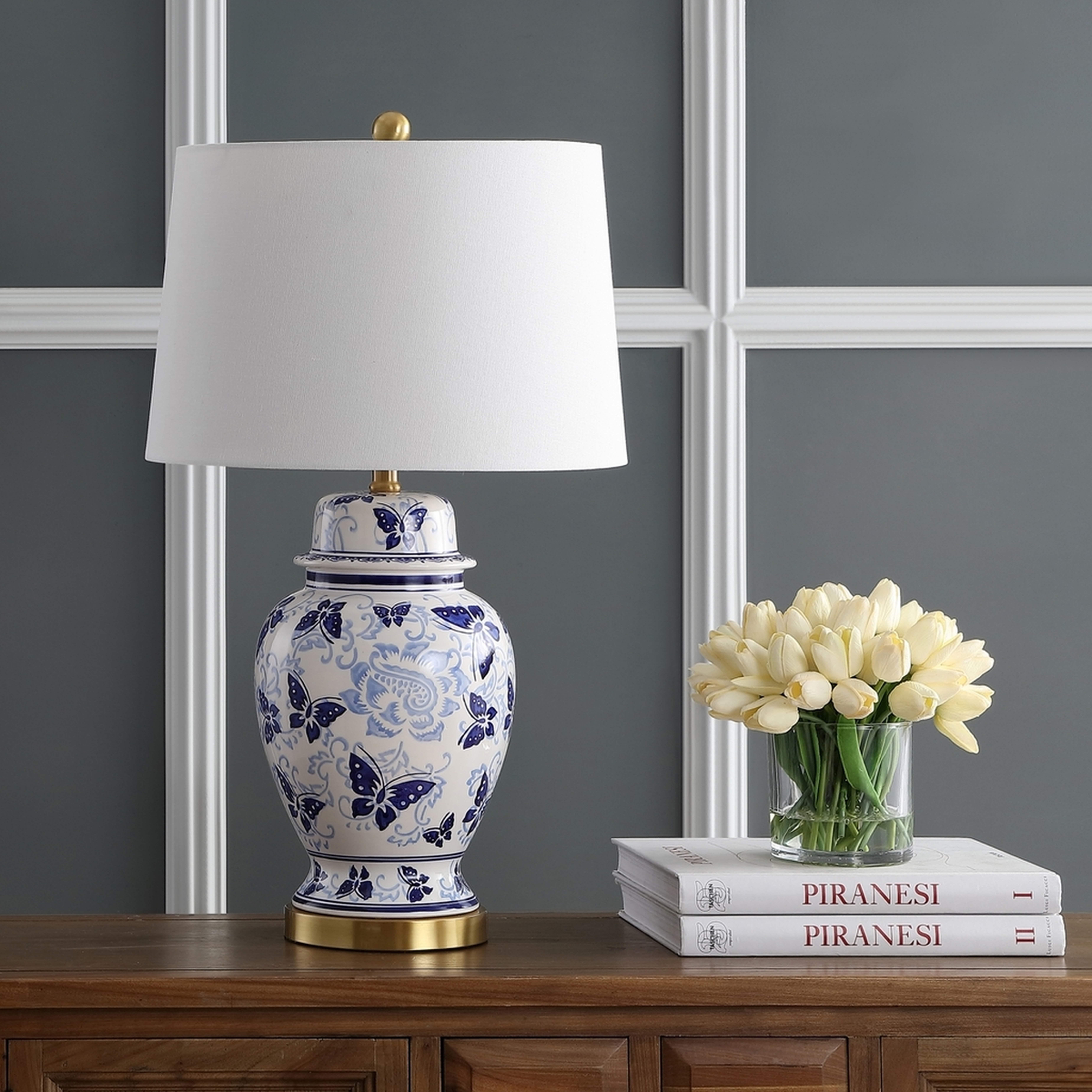 Hana Tbale Lamp - Blue/White - Safavieh - Safavieh