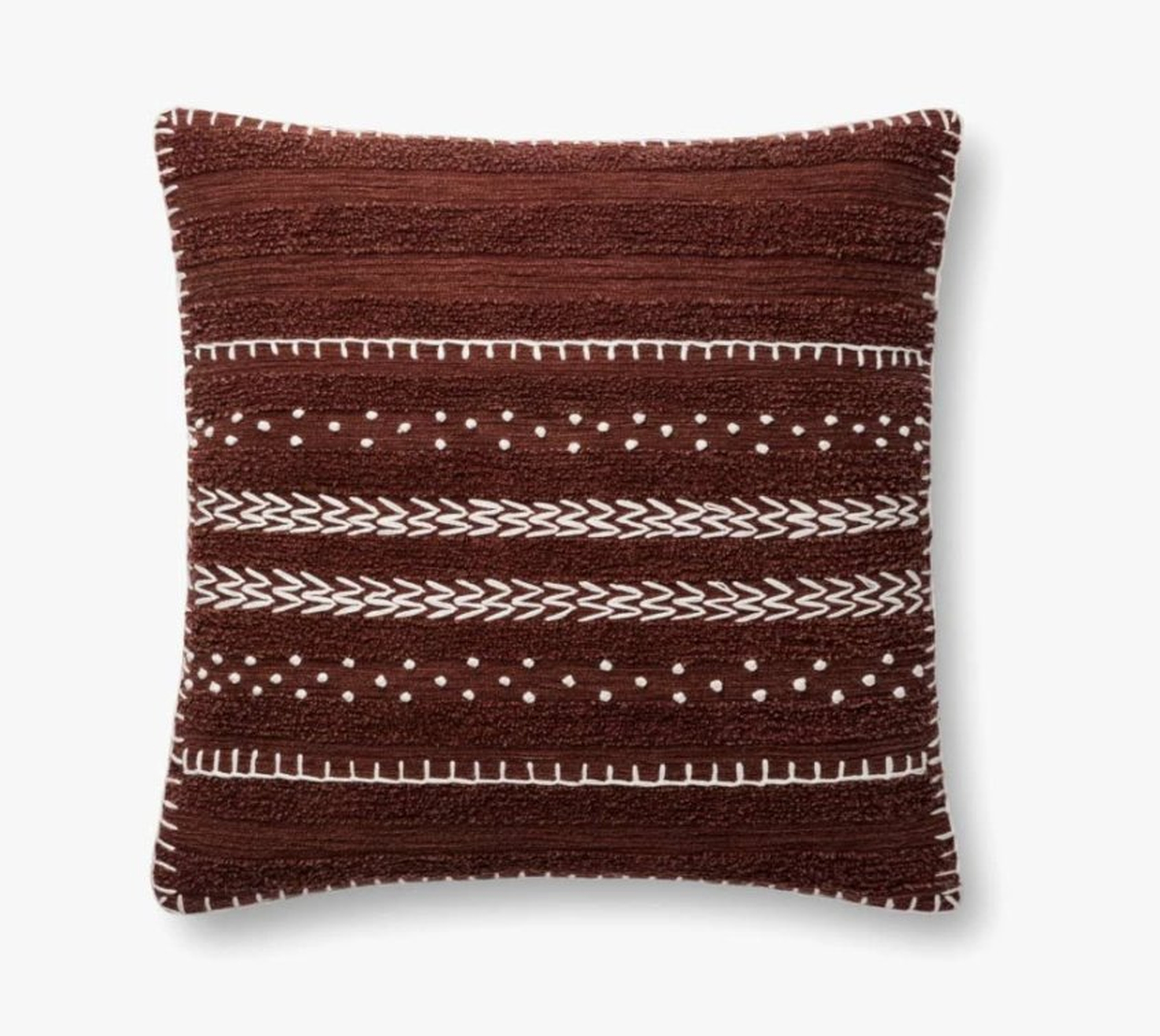 P4095 ED BURGUNDY, 22" Pillow with Polyester Insert - Loloi Rugs