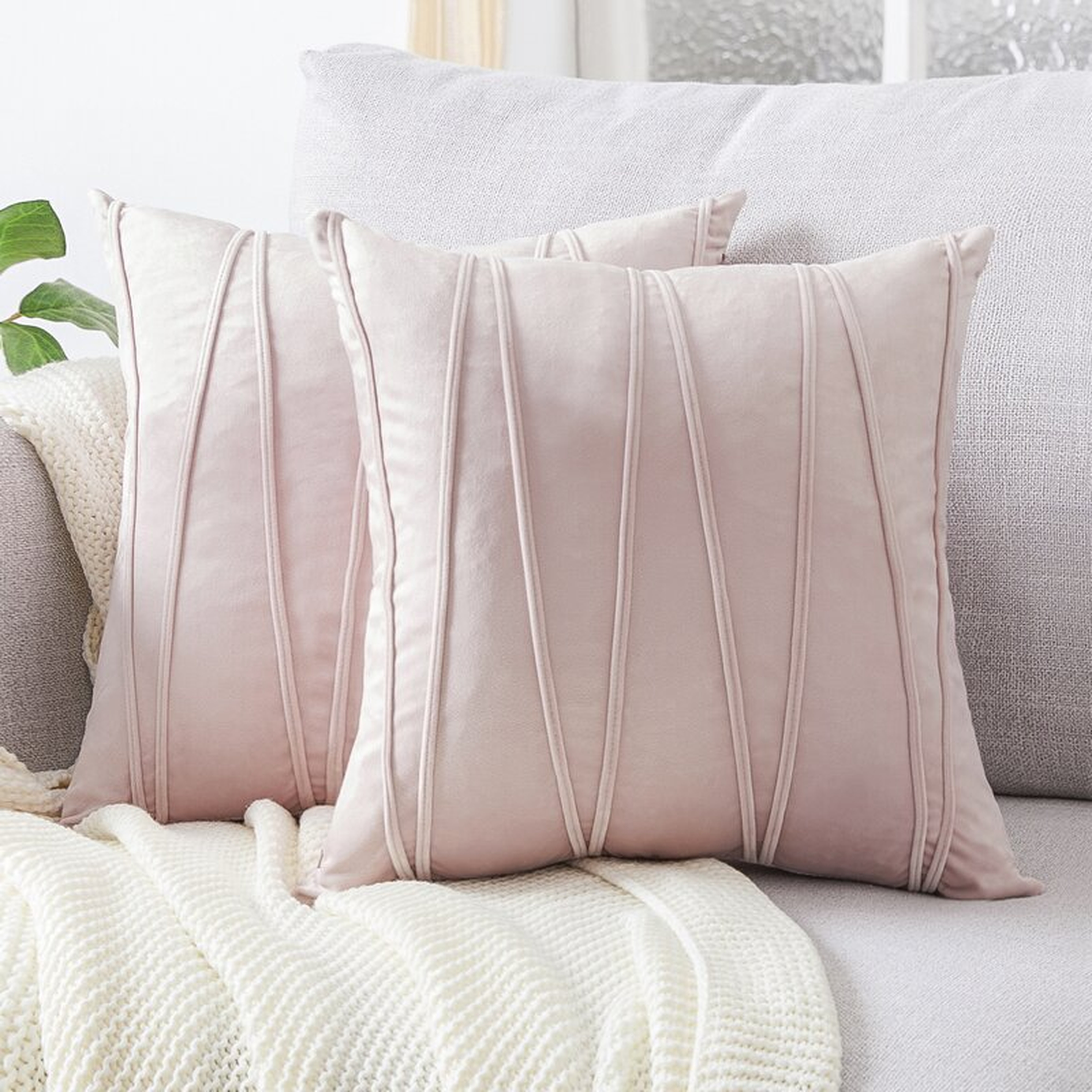 Square Velvet Pillow Cover (Set of 2) / Pink / 18" x 18" - Wayfair