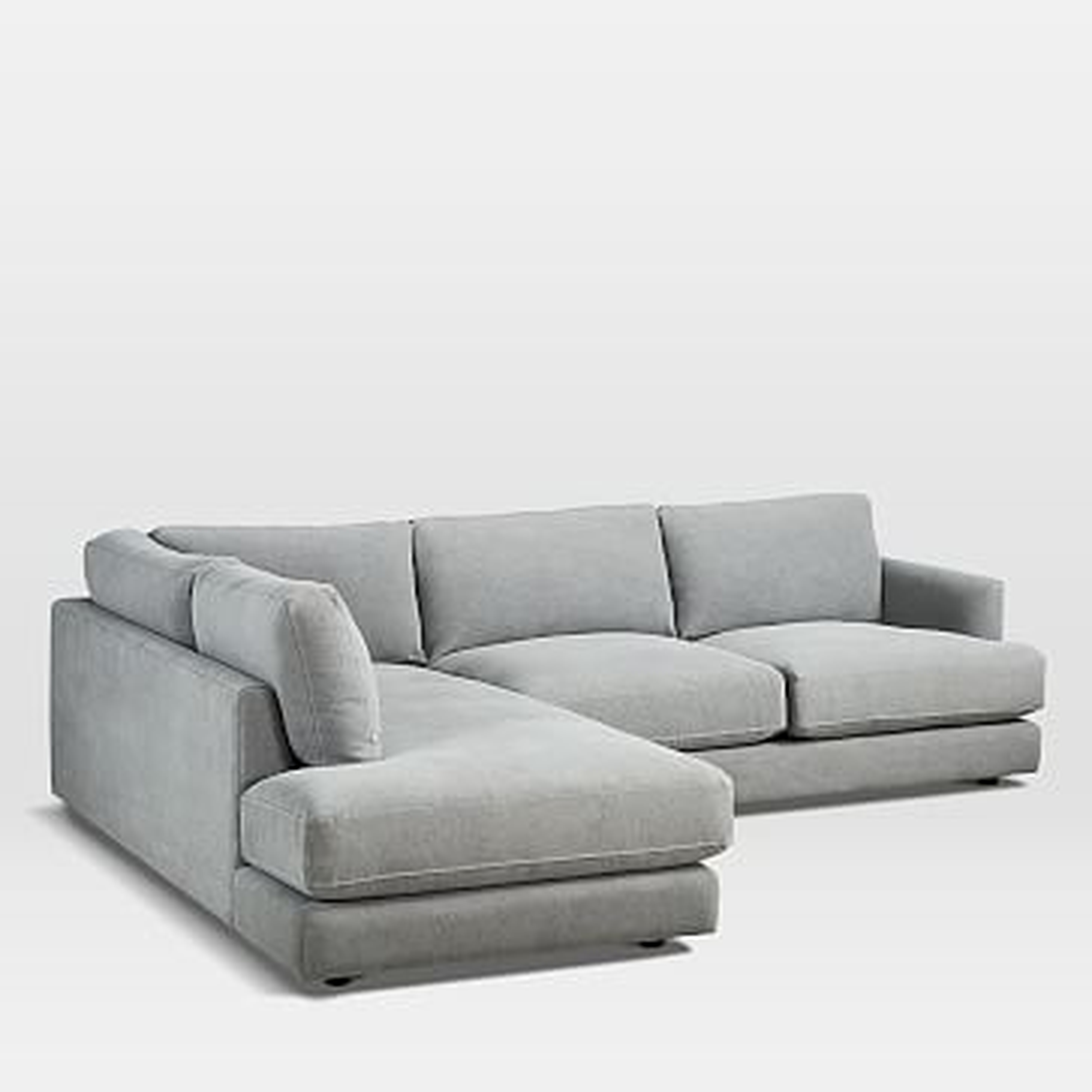 Haven Sectional 2, Right Arm Sofa, Left Arm Terminal, Performance Washed Canvas, Gray - West Elm