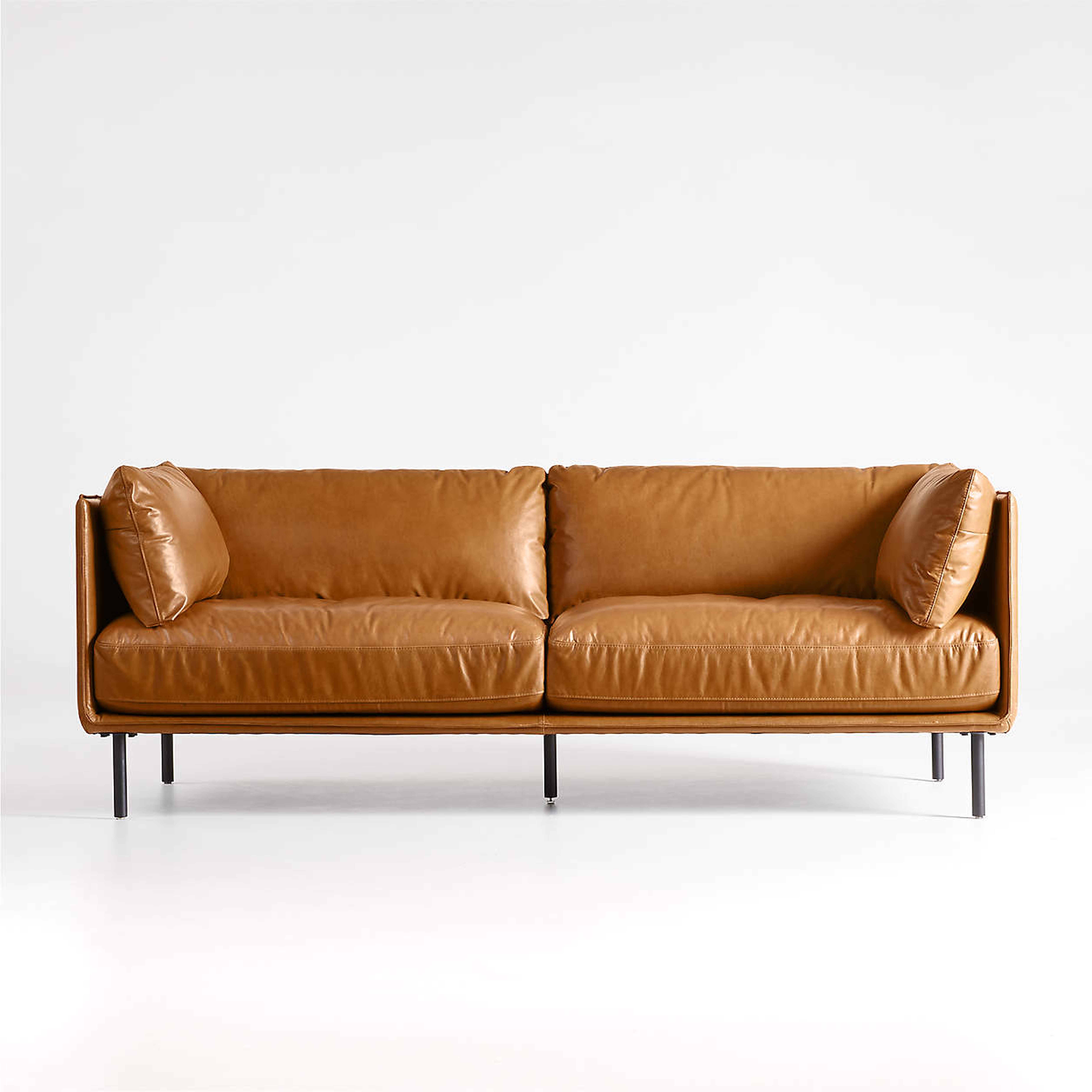 Wells Leather Sofa, Old Town Cayenne - Crate and Barrel