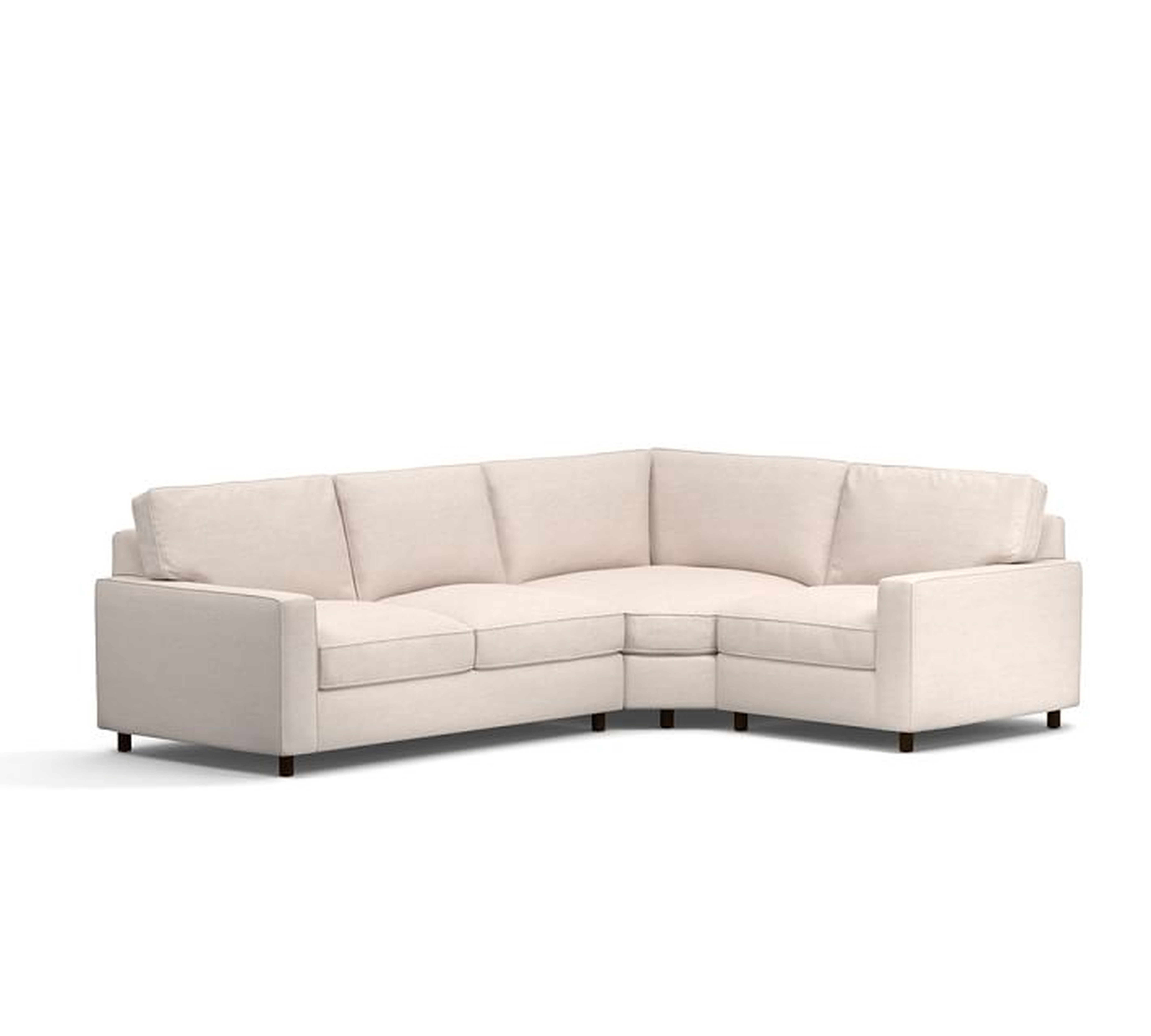 PB Comfort Square Arm Upholstered 3-Piece Sectional with Wedge, Left Arm Sofa + Wedge + Right Armchair, Box Edge,Memory Foam,Performance Brushed Basketweave, Oatmeal - Pottery Barn