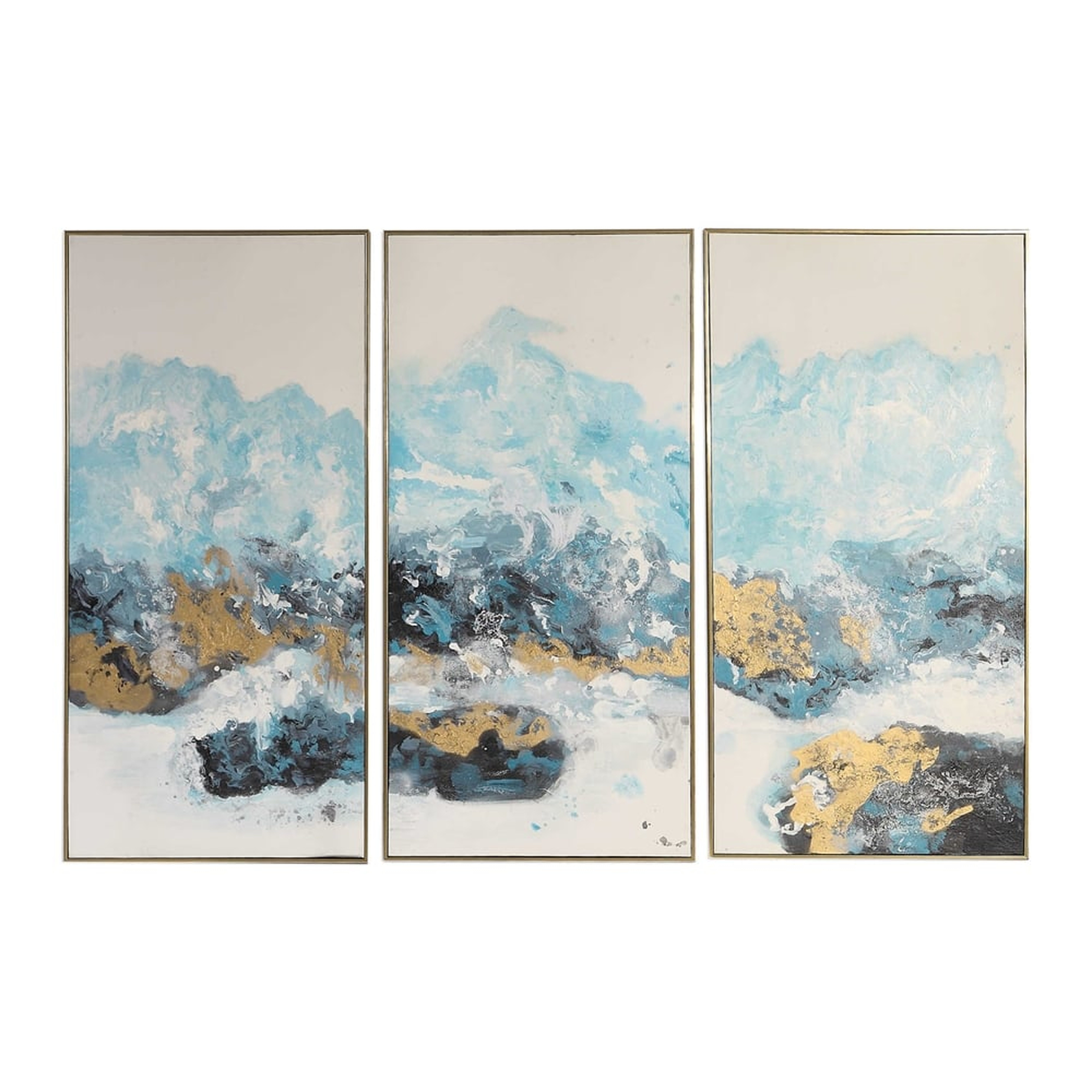 Crashing Waves, Hand Painted Canvas, Set of 3 - Hudsonhill Foundry