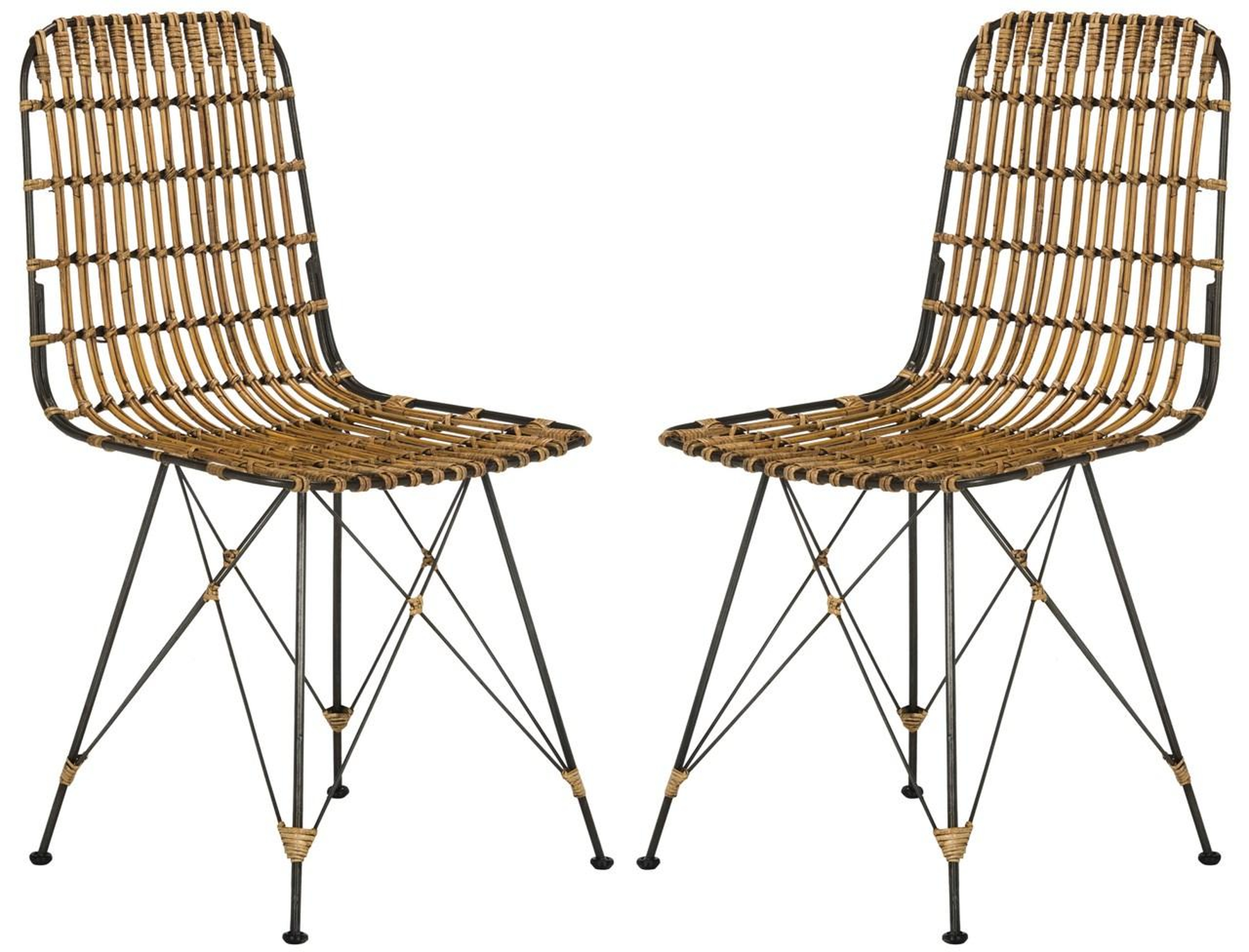 Minerva Wicker Dining Chair (Set of 2) - Natural Brown Wash - Arlo Home - Arlo Home