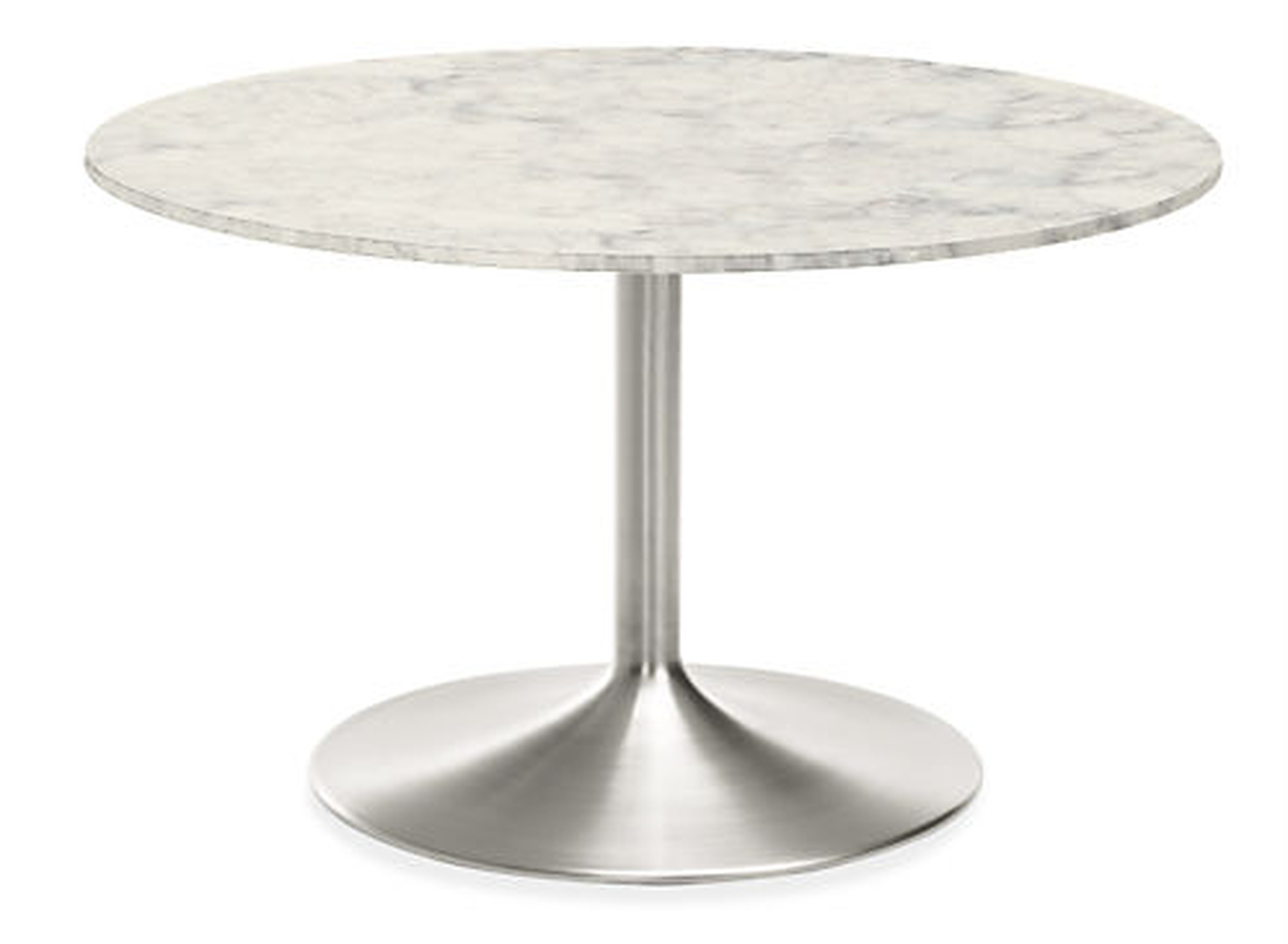 Aria Round Table - Aria 36"  Round Table Top: Marble white quartz Base: Stainless Steel - Room & Board