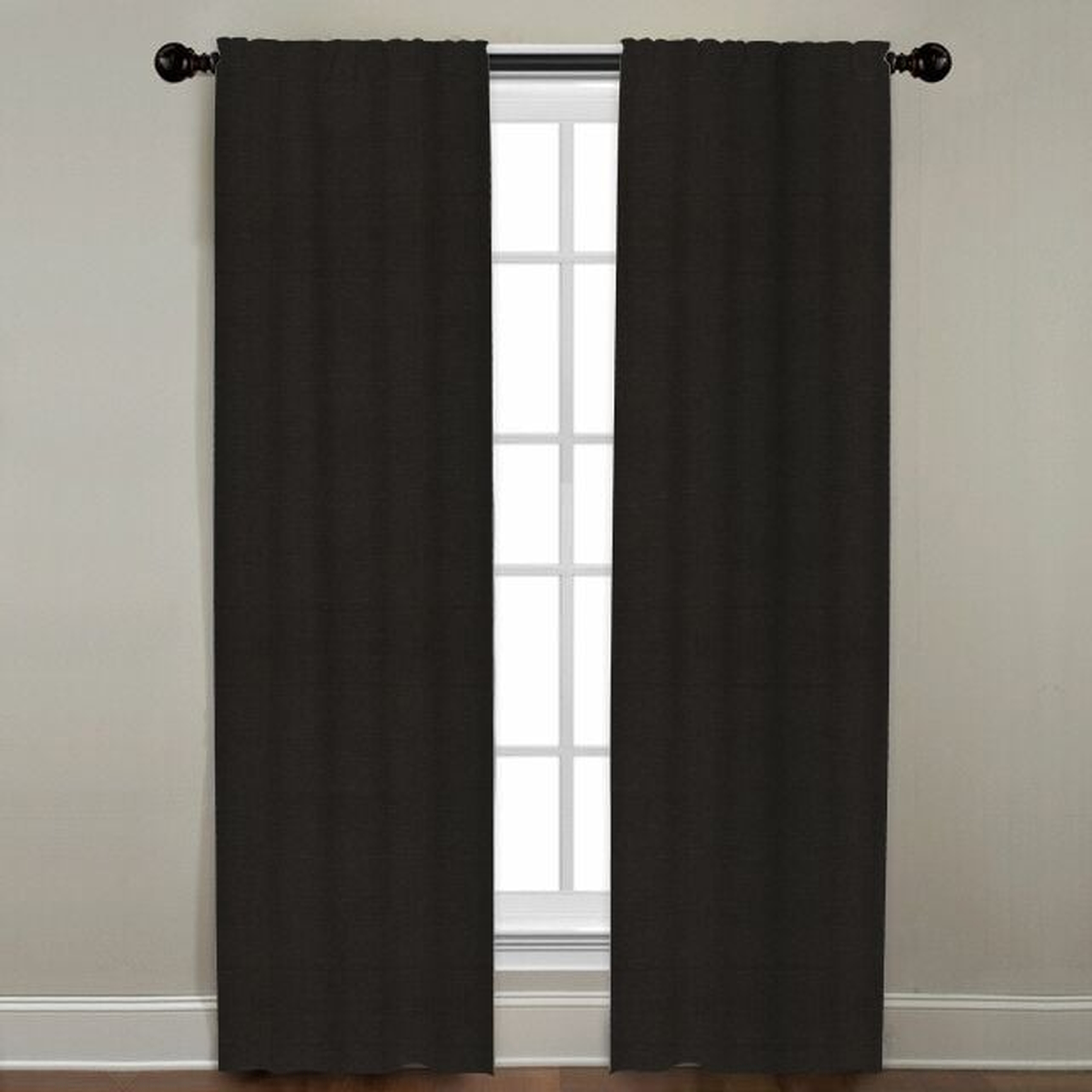Linen Drapery Single Panel, Black, 84" - Havenly Essentials