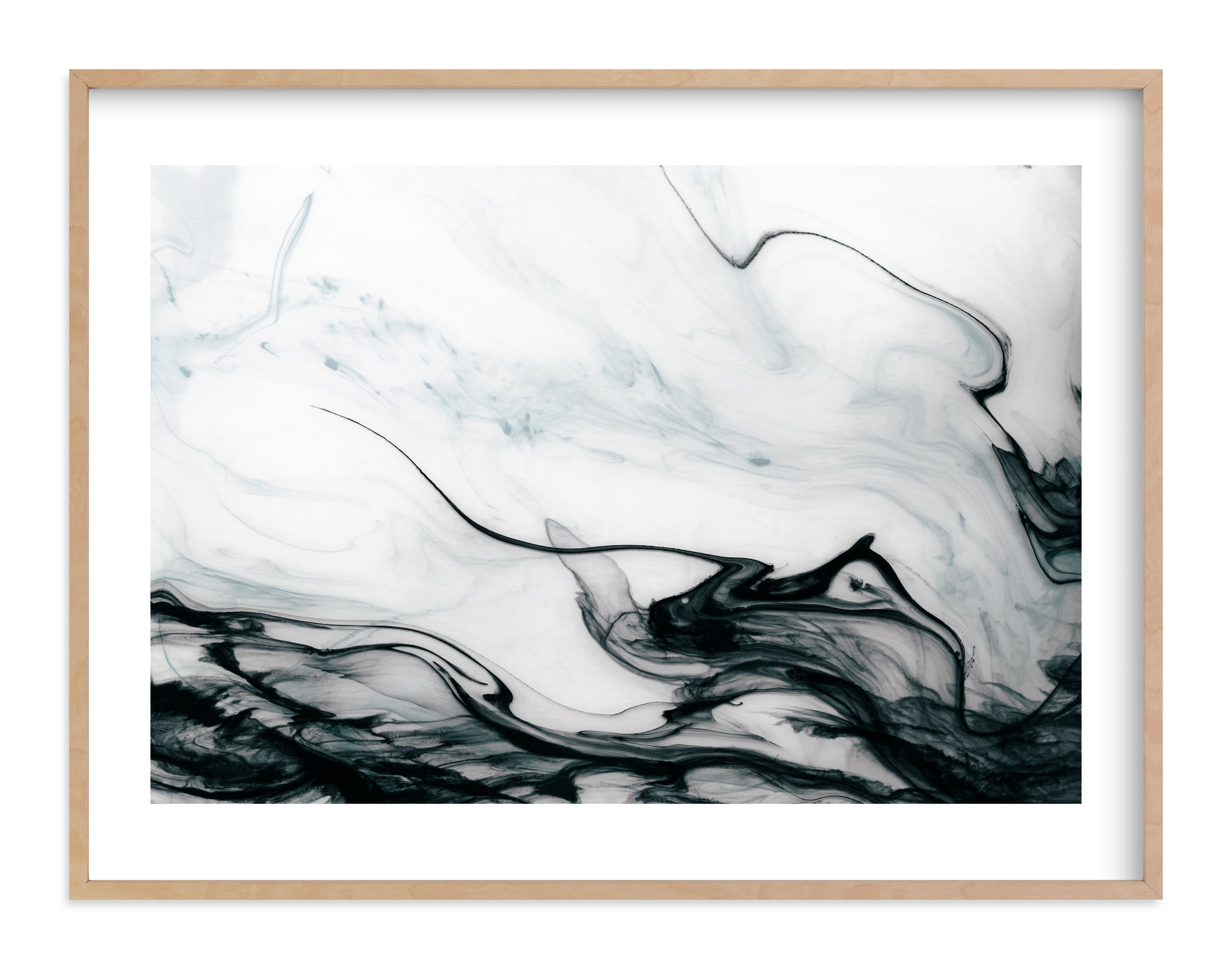 Ethereal Flow Art Print_ 40" x 30"_Natural Raw Wood Frame_White Border_Slate Blue Color_Standard Plexi&Materials - Minted