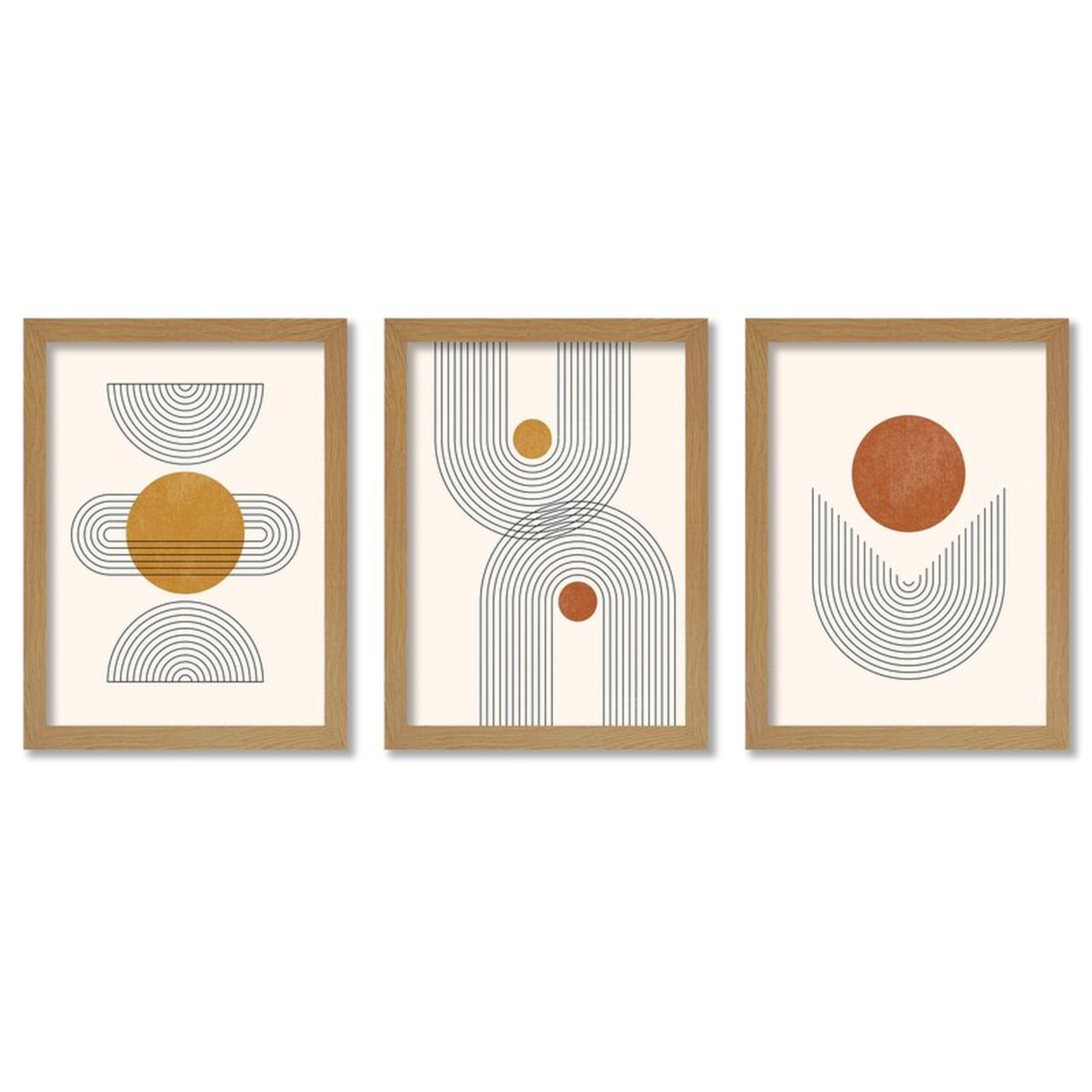Abstract Boho Shapes by Tetyana Karankovska - 3 Piece Picture Frame Graphic Art Set - Wayfair
