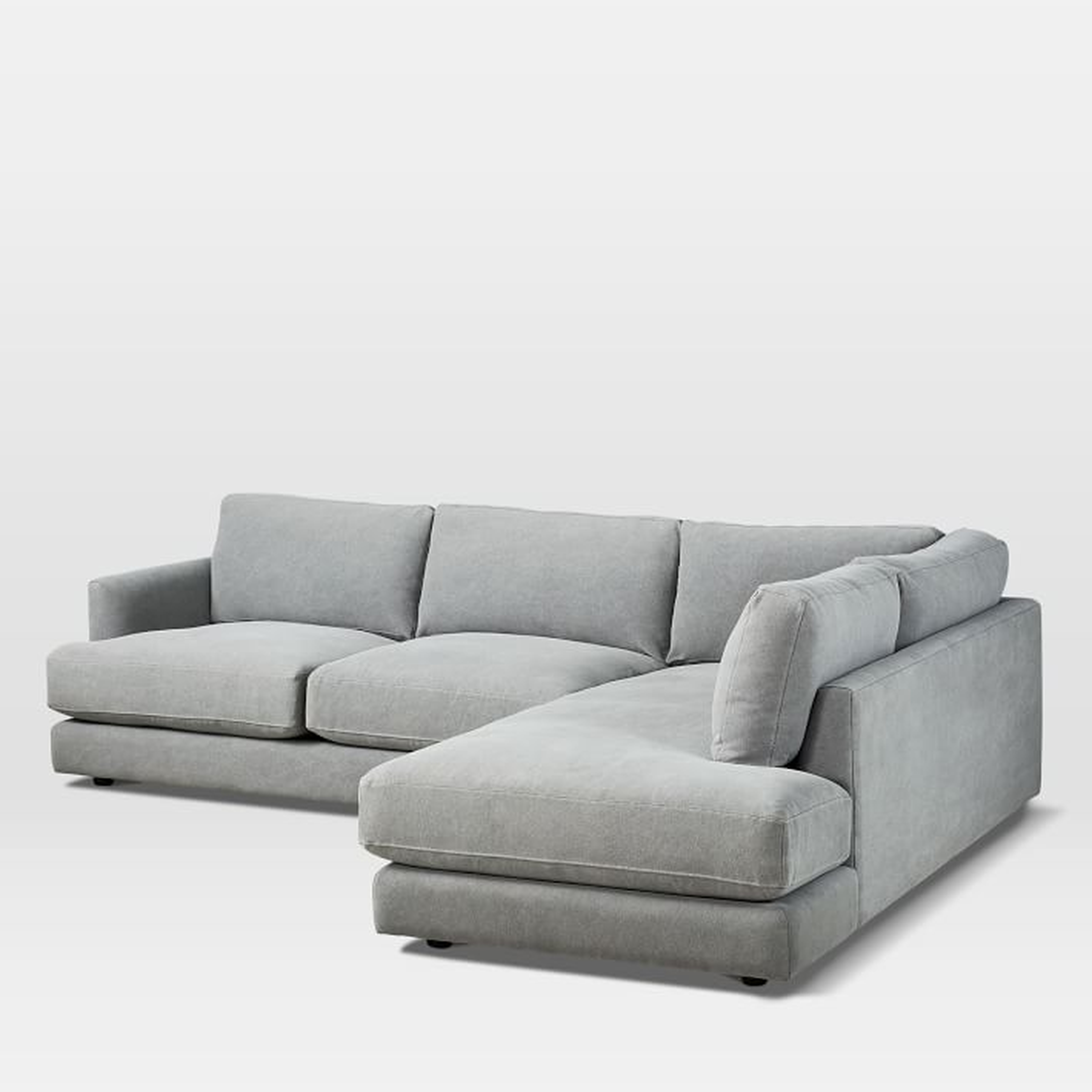 Haven Sectional Set 02: Right Arm Terminal Chaise, Performance Washed Canvas, Gray - West Elm