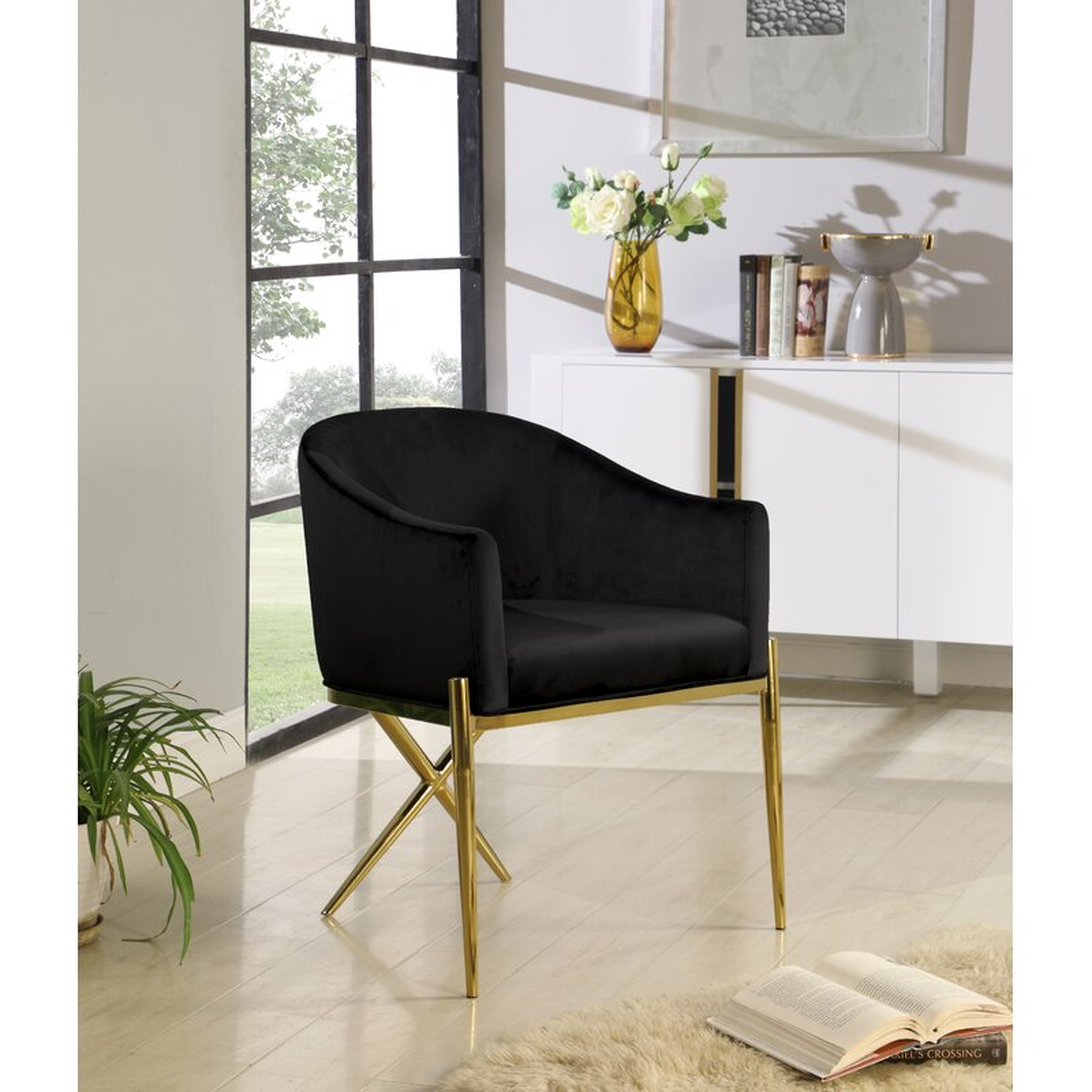 Cesar Velvet Upholstered Arm Chair - Wayfair