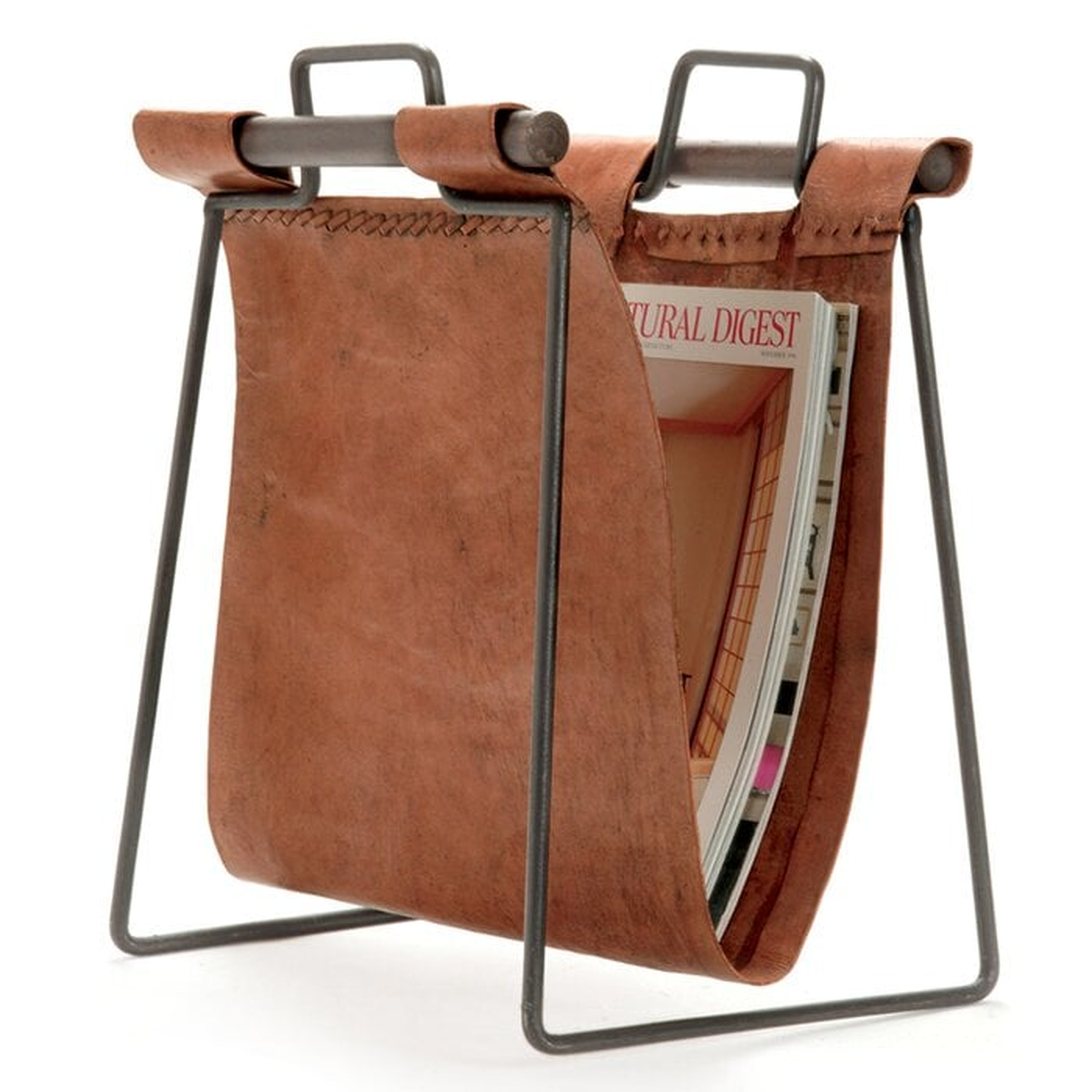 Tawanda Leather/Iron Sling Magazine Rack - Wayfair