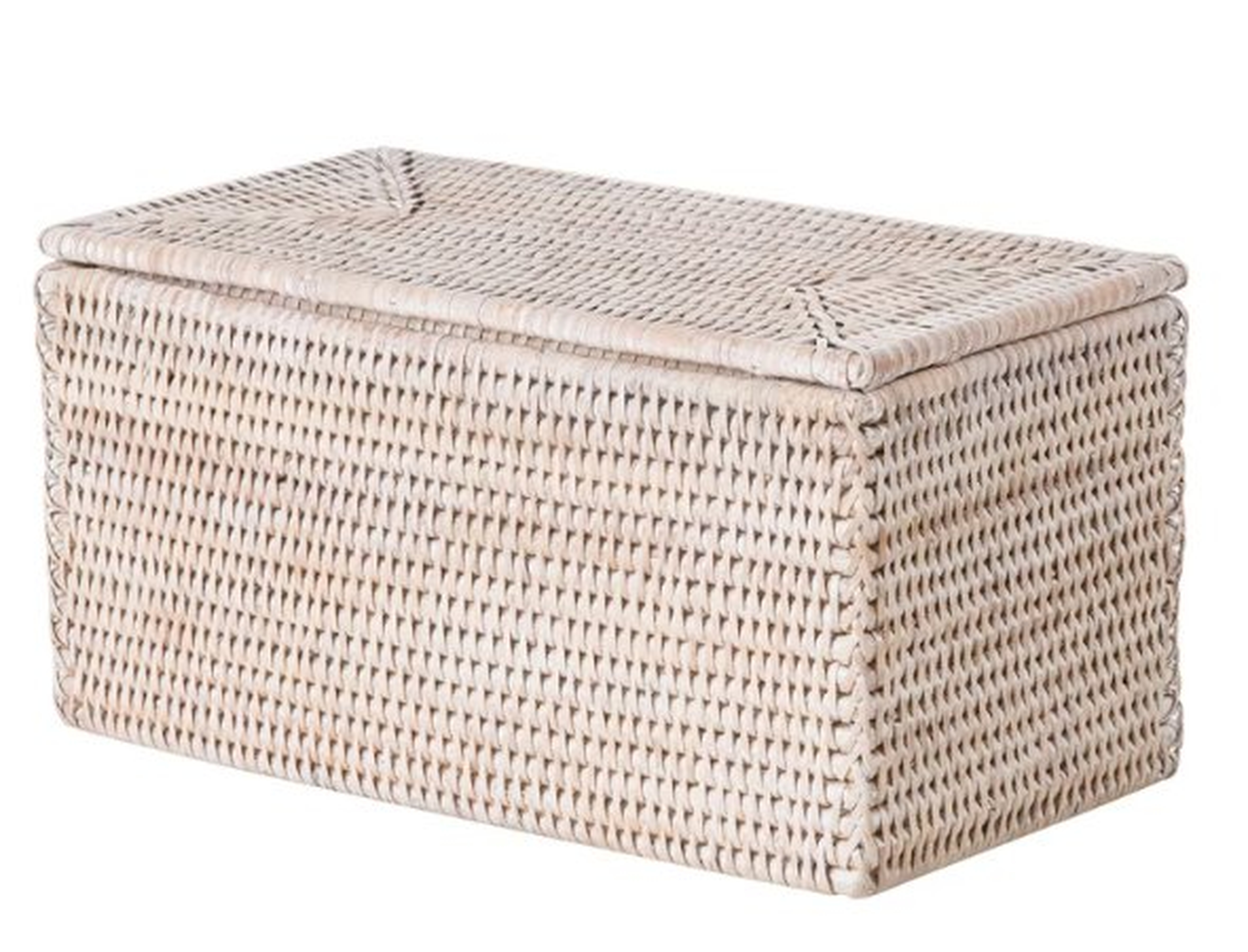 Rectangular Storage and Toilet Roll Box Rattan Basket- White Wash - Wayfair