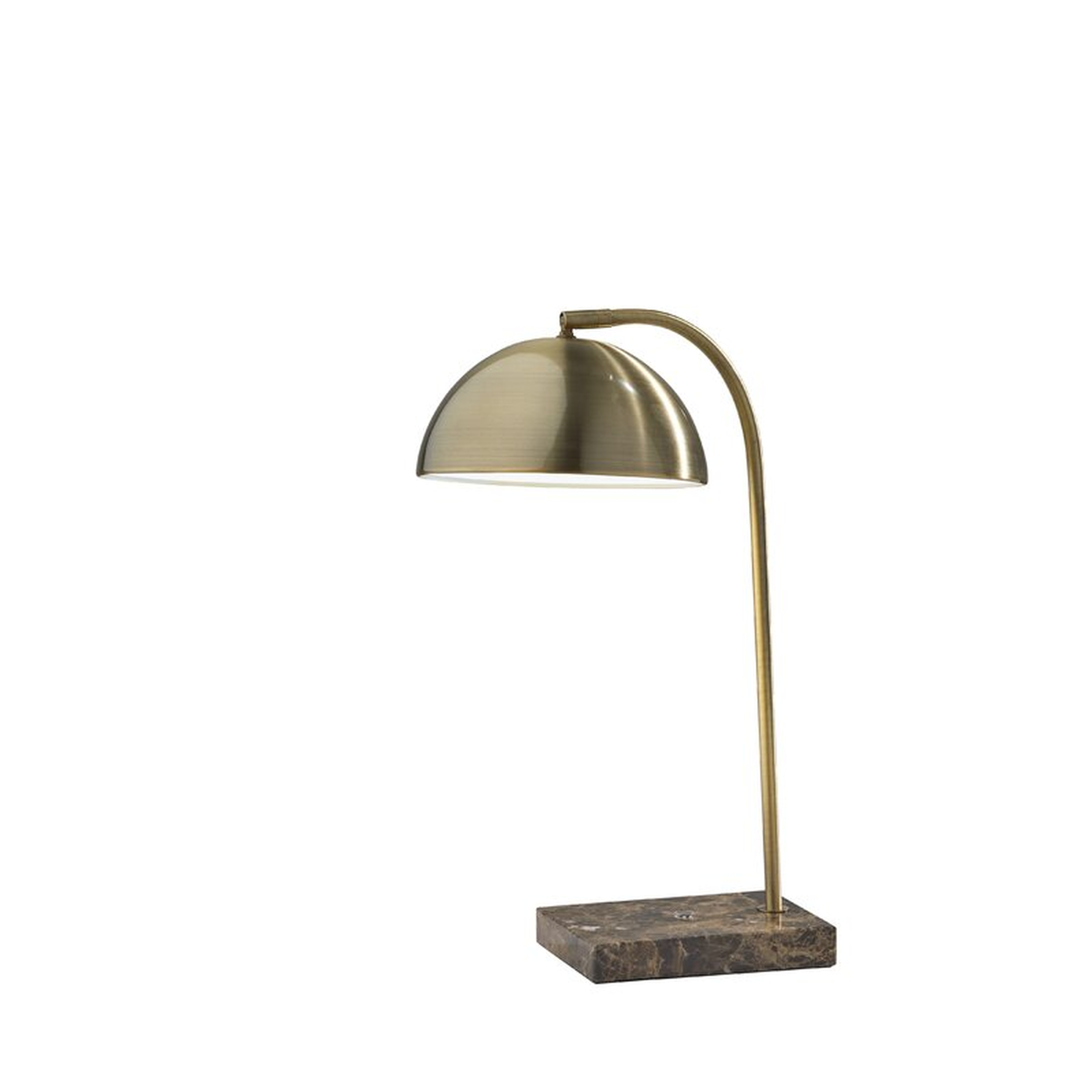 Courson 18" Brown Marble/Antique Brass Desk Lamp - Wayfair