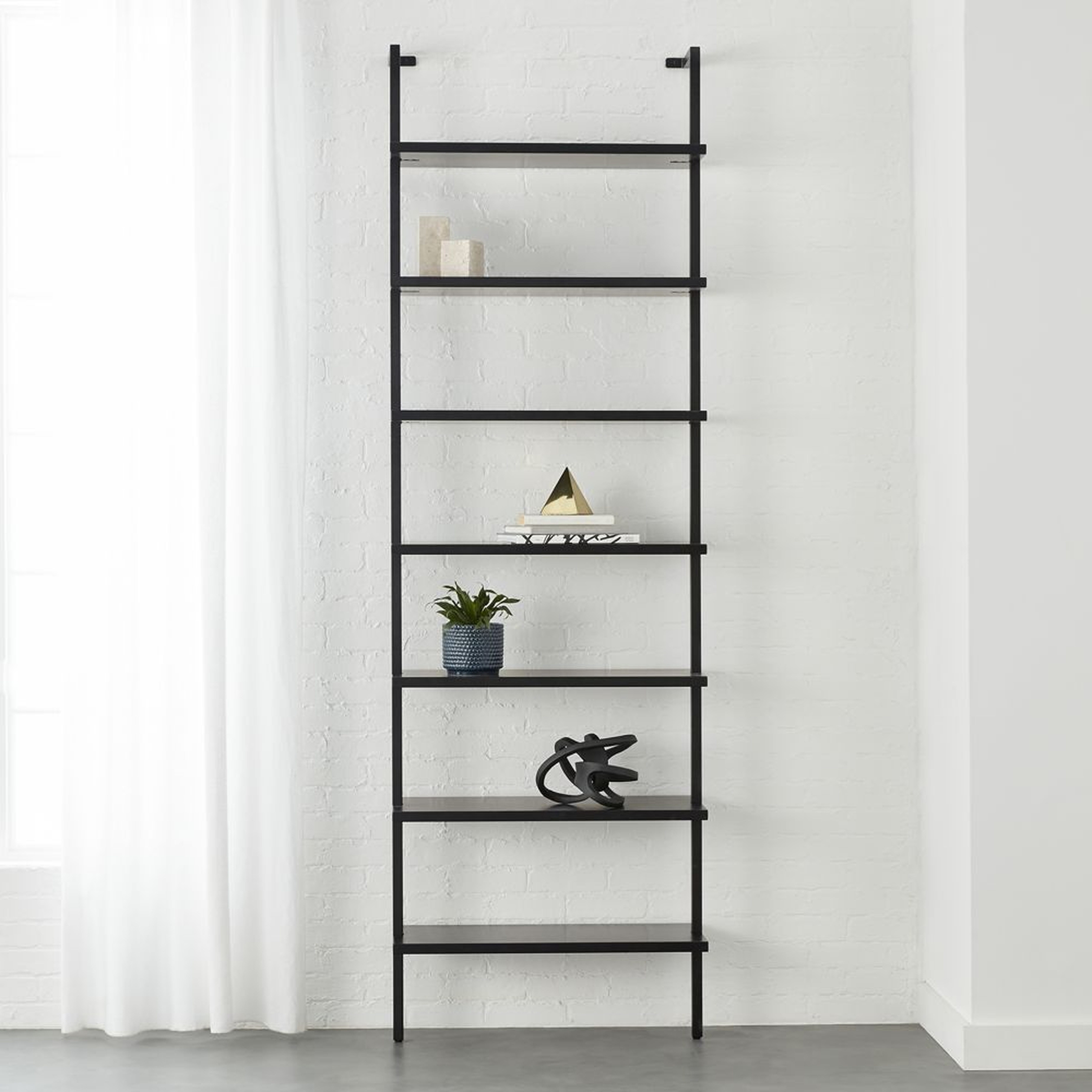 Stairway Black 96"  Wall Mounted Bookcase - CB2