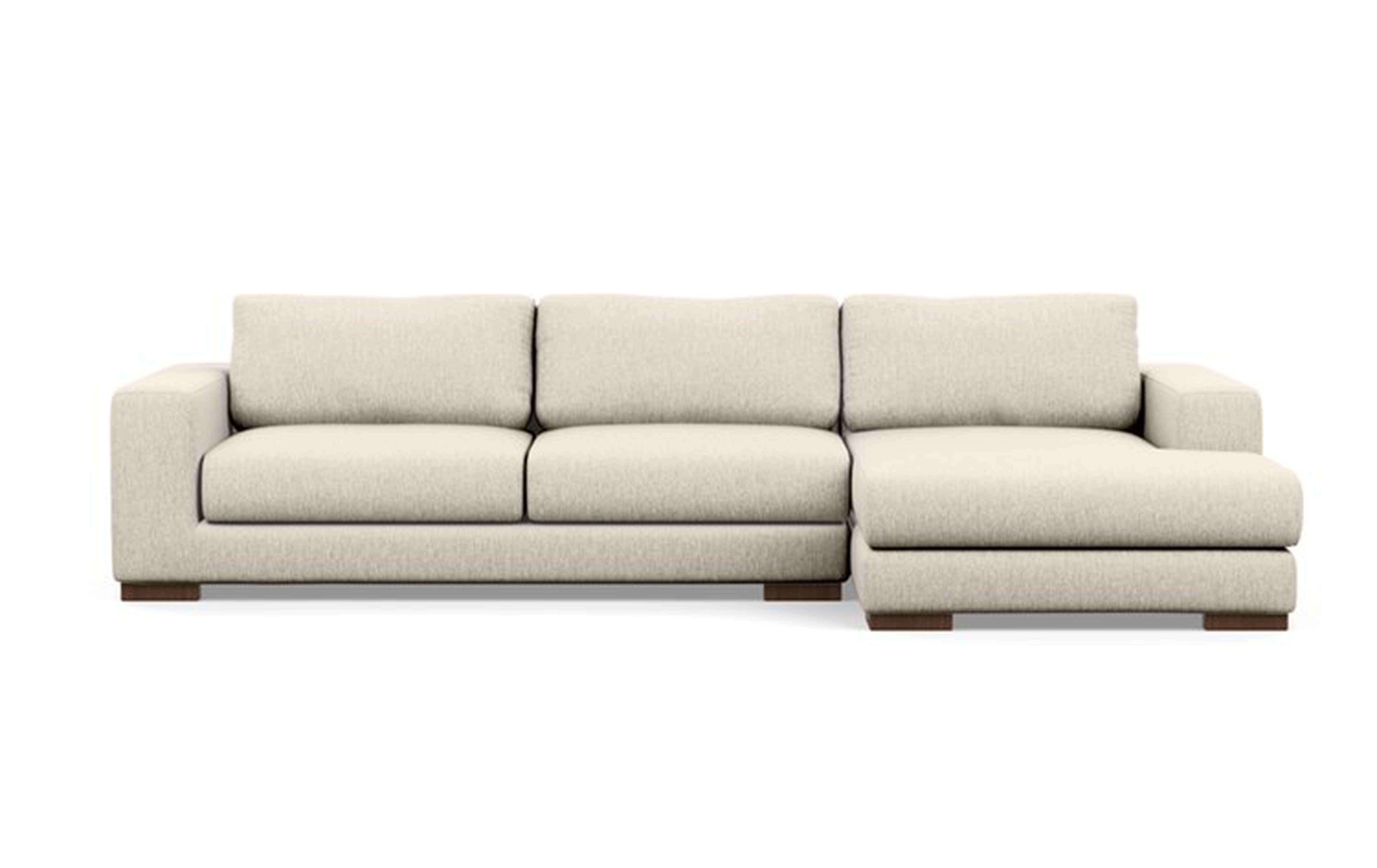 Henry Sectional Sofa with Right Chaise in Wheat Fabric with Oiled Walnut legs - Interior Define
