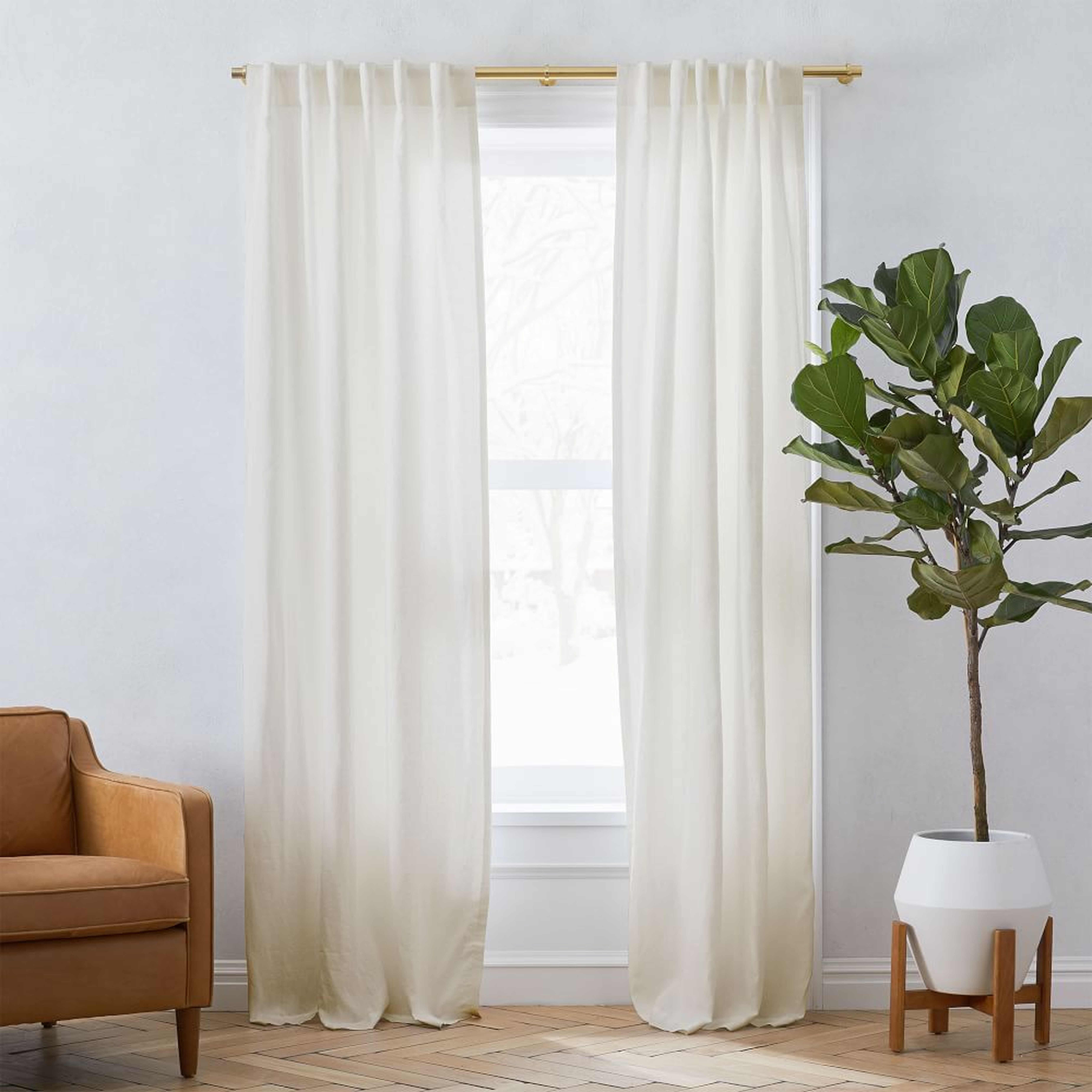 Belgian Flax Linen Curtain, Set of 2, Natural, 48"x96" - UNLINED - West Elm