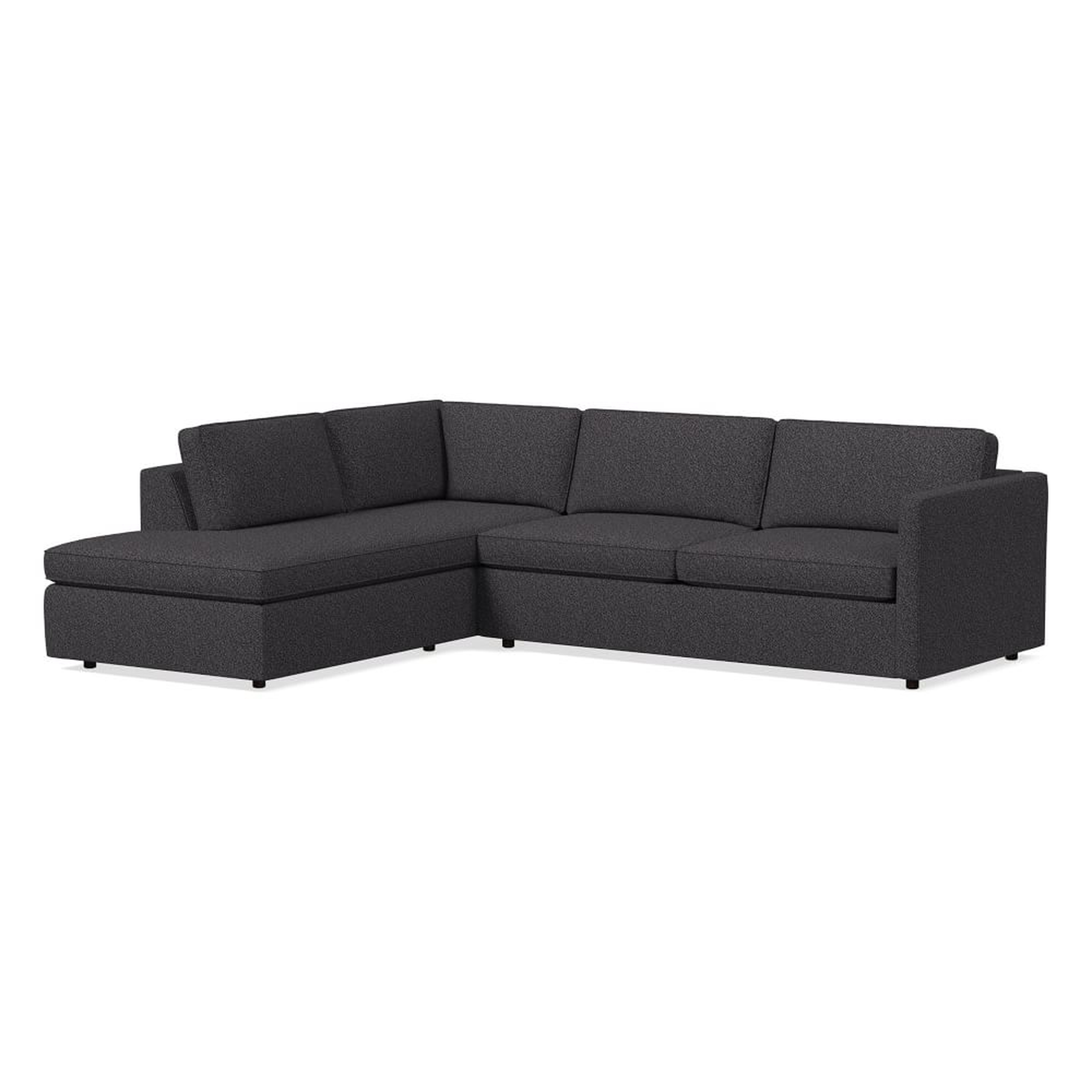 Harris Sectional Set 02: Right Arm Sleeper Sofa, Left Arm Terminal Chaise, Poly, Luxe Boucle, Black/White, - West Elm
