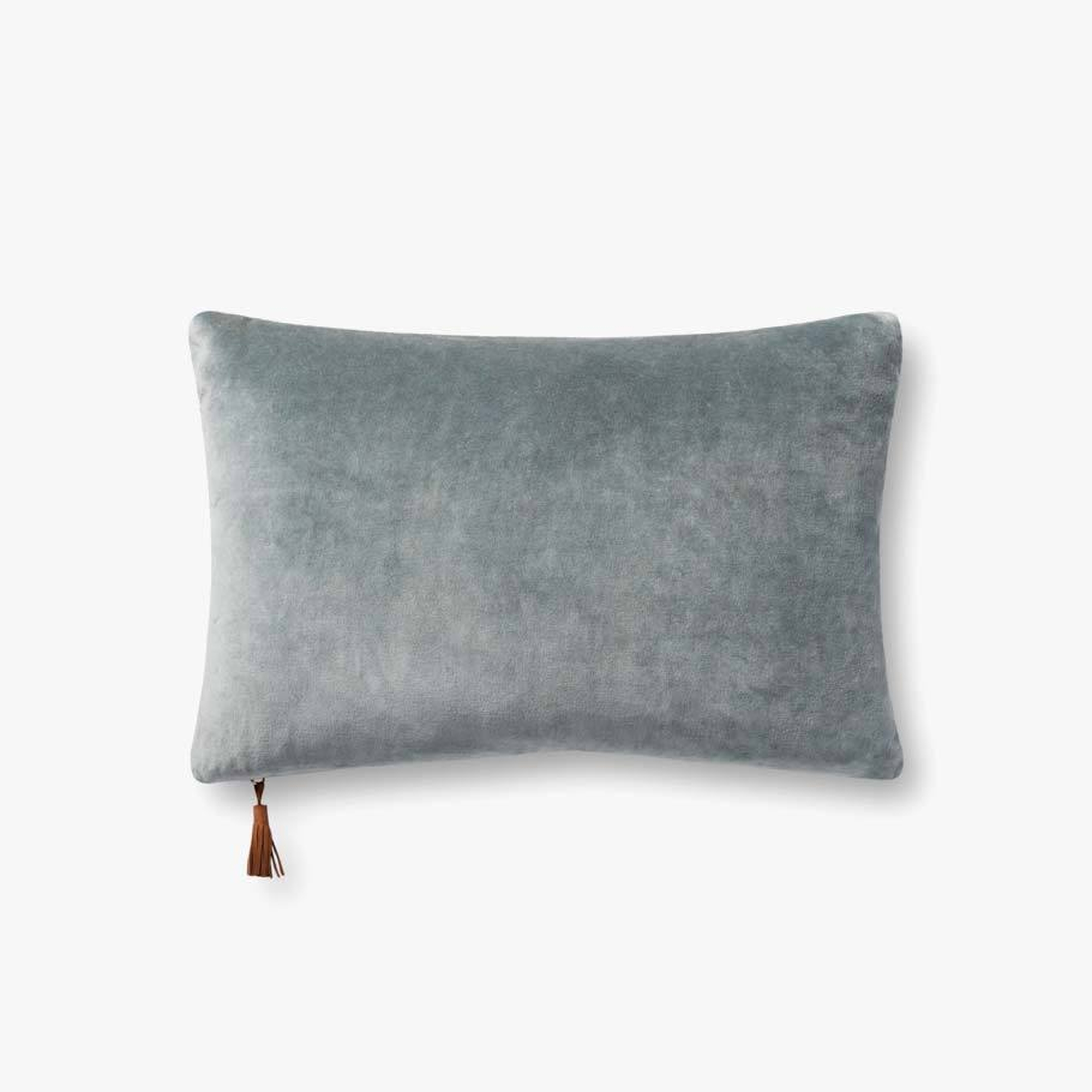 PILLOWS P1153 DENIM / TAN 13" x 21" Cover w/Down - Magnolia Home by Joana Gaines Crafted by Loloi Rugs