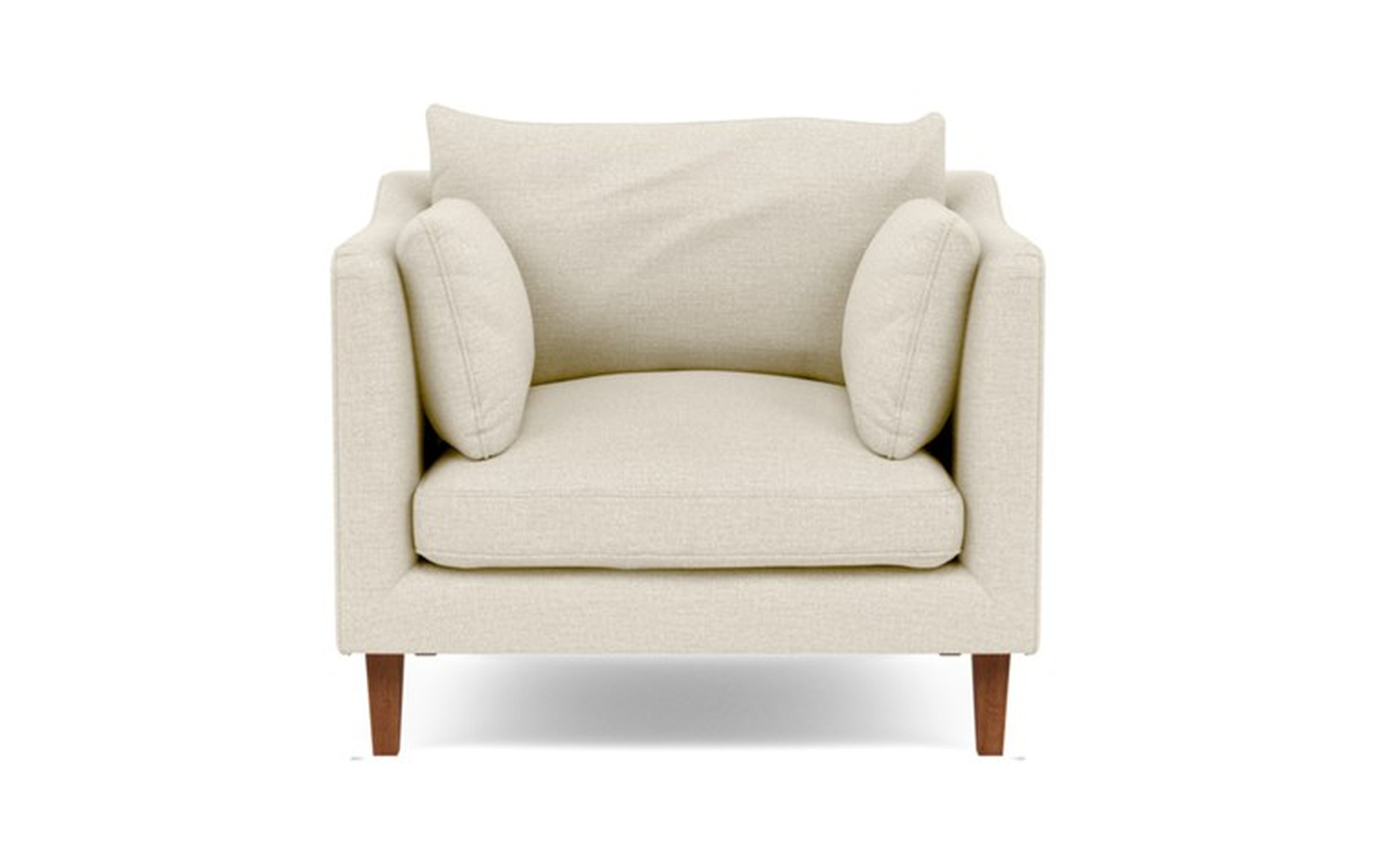 CUSTOM - CAITLIN BY THE EVERYGIRL Accent Chair - Heathered Weave Oatmeal - Oiled Walnut Tapered Square Wood - Interior Define