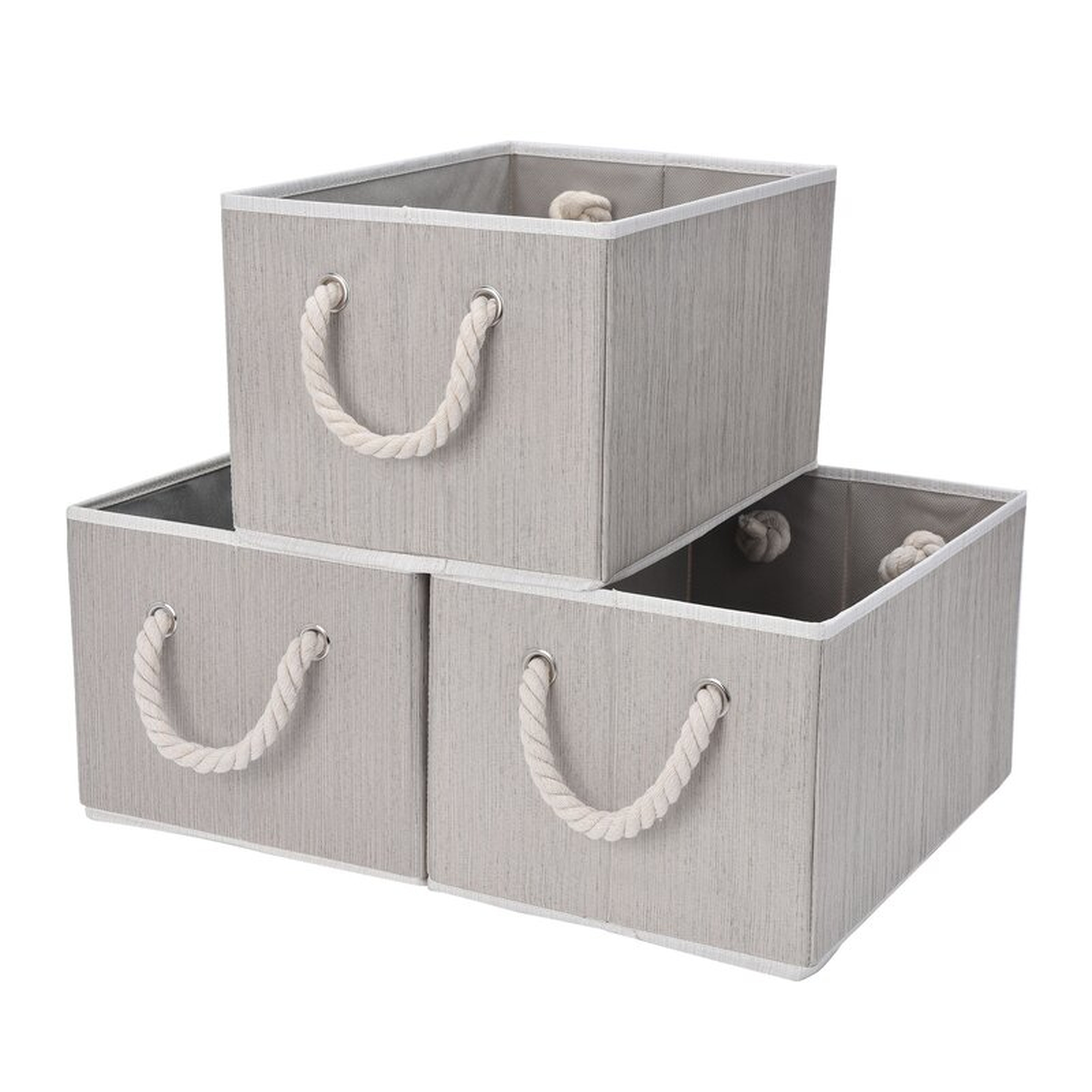 Bamboo Style Storage 3 Piece Fabric Box Set (Set of 3) - Wayfair