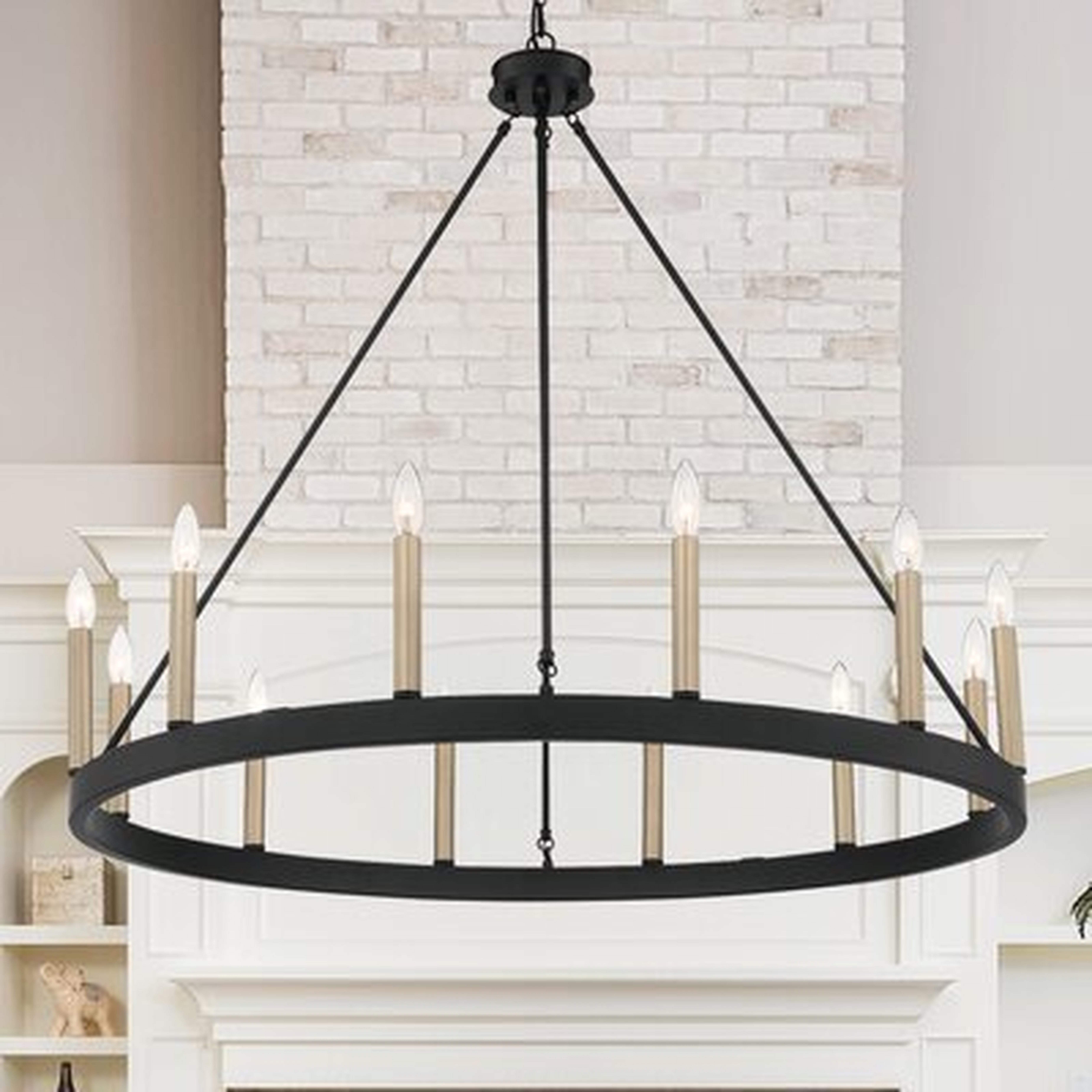 Clairan 12 - Light Candle Style Wagon Wheel Chandelier with Wood Accents - Wayfair