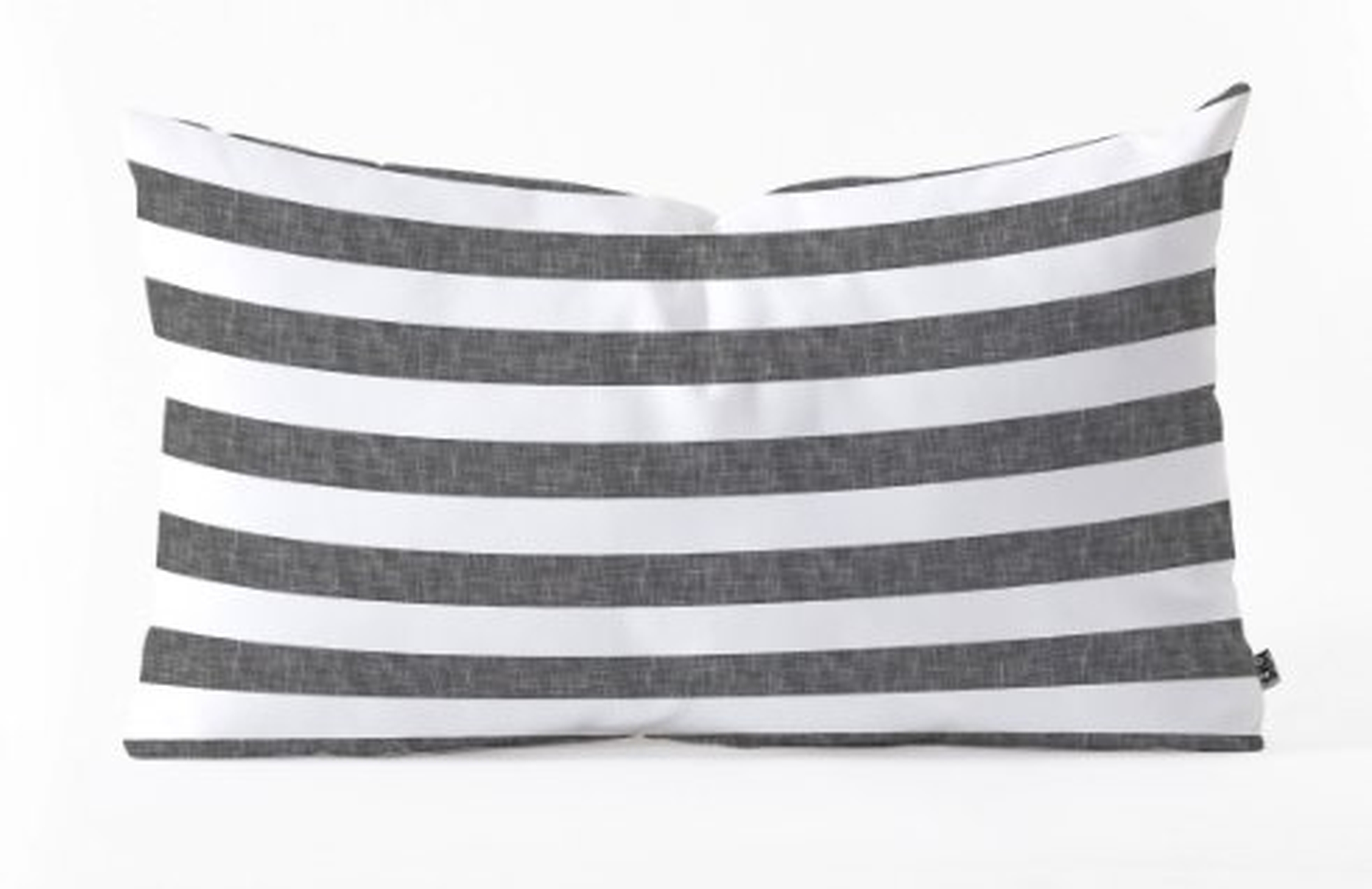 Stripes in Grey Oblong Pillow - Wander Print Co.